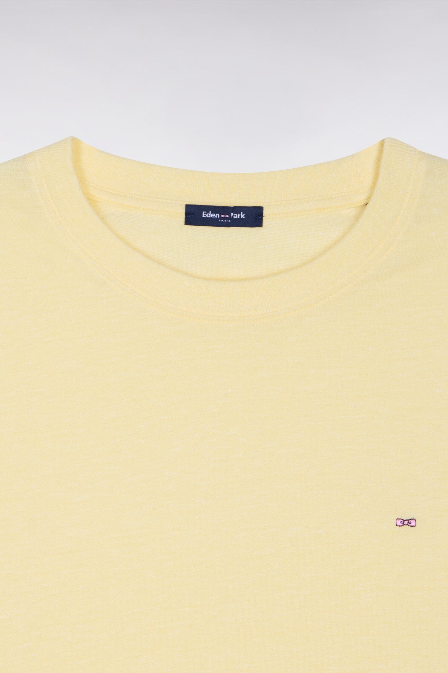 T-shirt à manches courtes en coton et lin jaune coupe regular