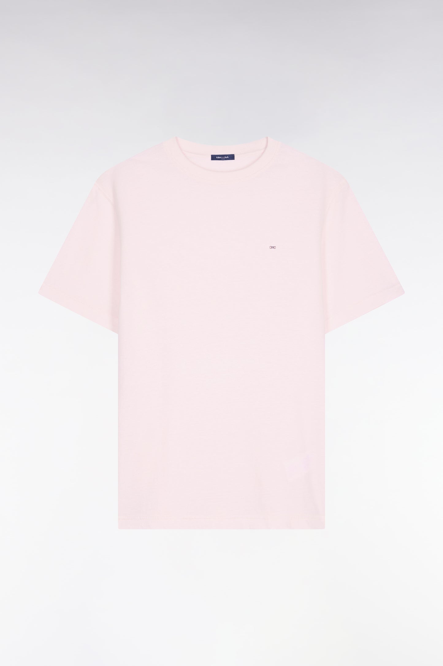 T-shirt à manches courtes en coton et lin rose coupe regular