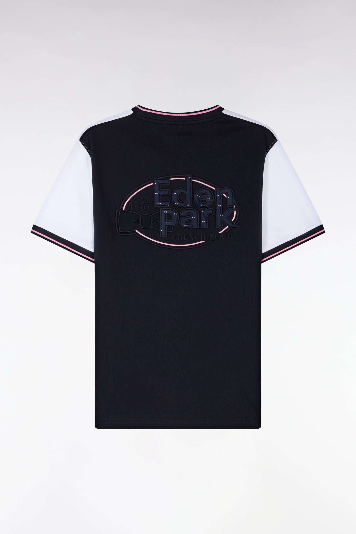 T-shirt à manches courtes en bicolore blanc et marine coupe regular