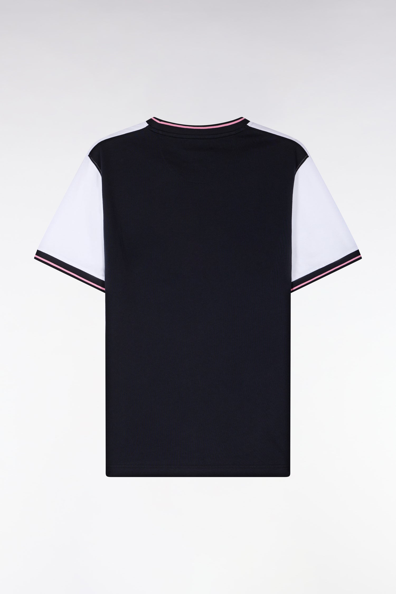 T-shirt à manches courtes en bicolore blanc et marine coupe regular