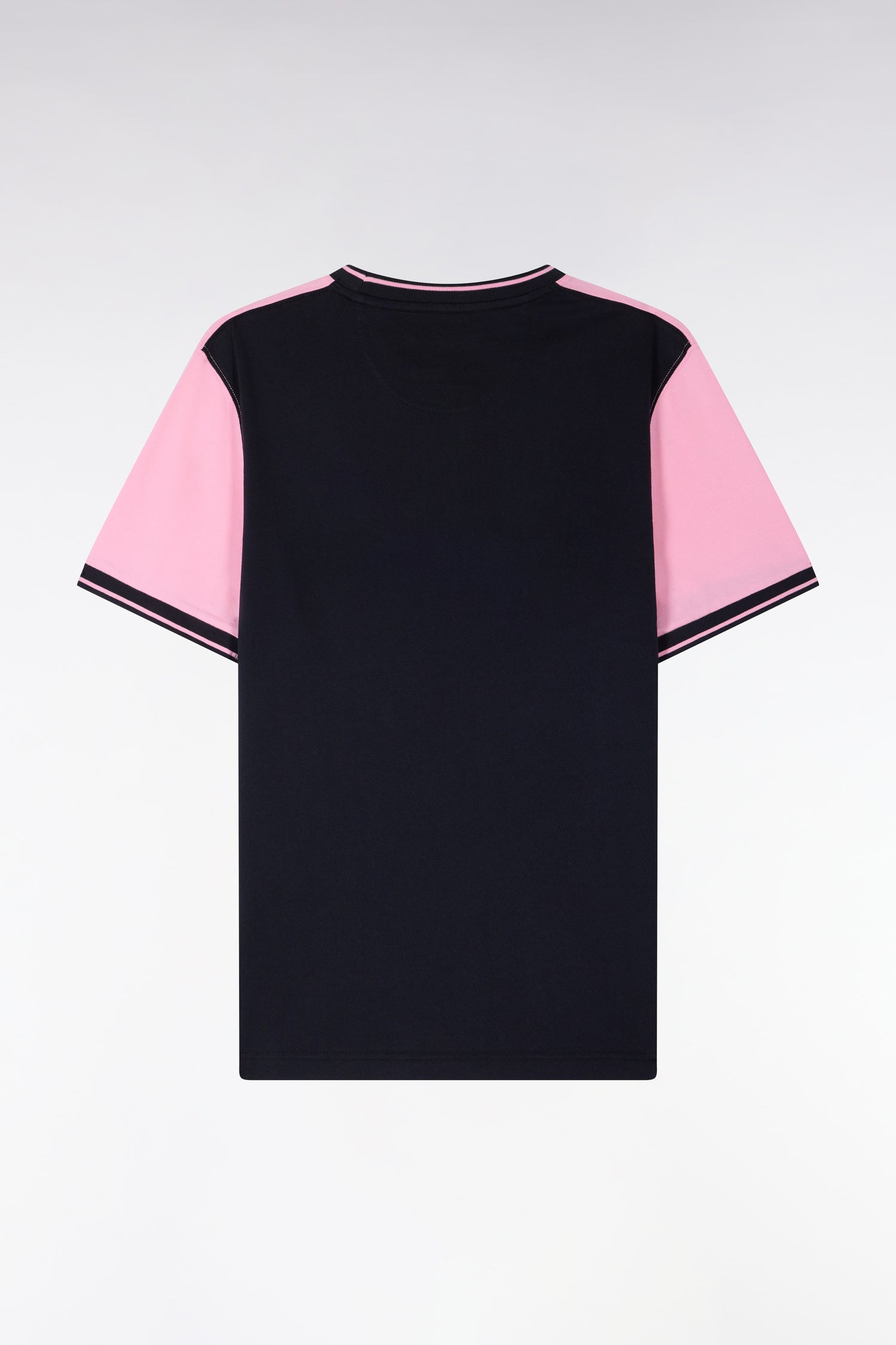 T-shirt à manches courtes en bicolore rose et marine coupe regular