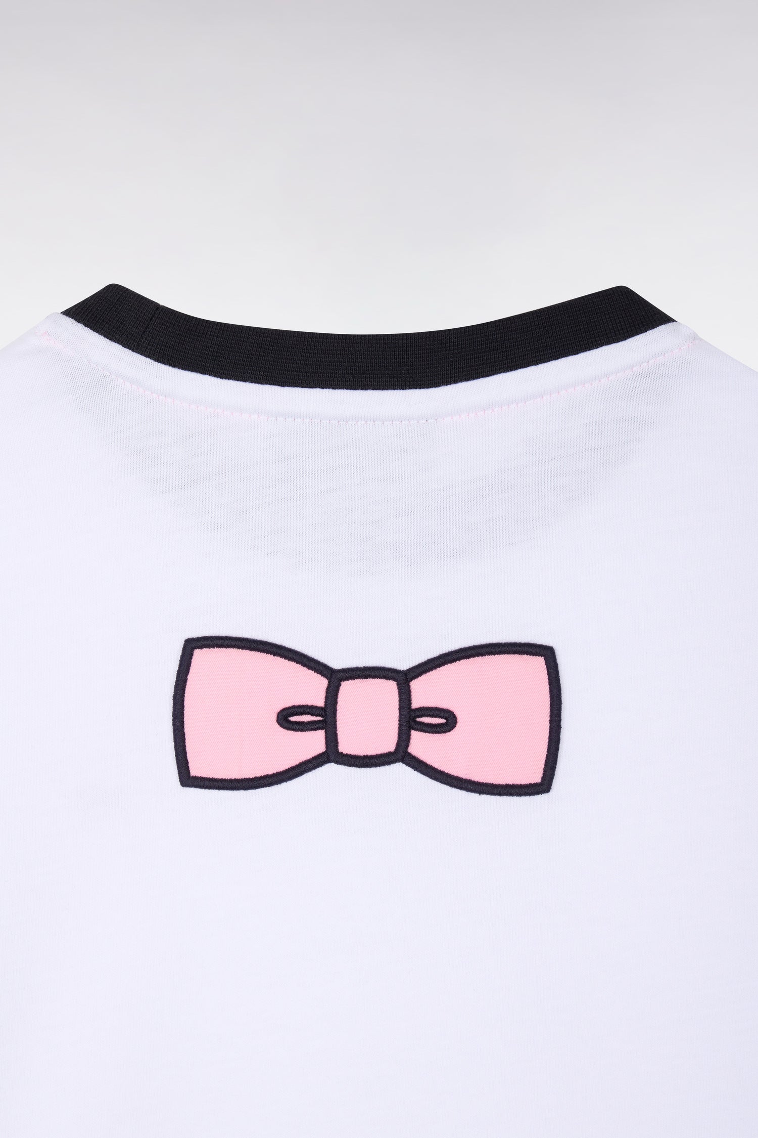 T-shirt à manches courtes en coton bicolore blanc coupe droite