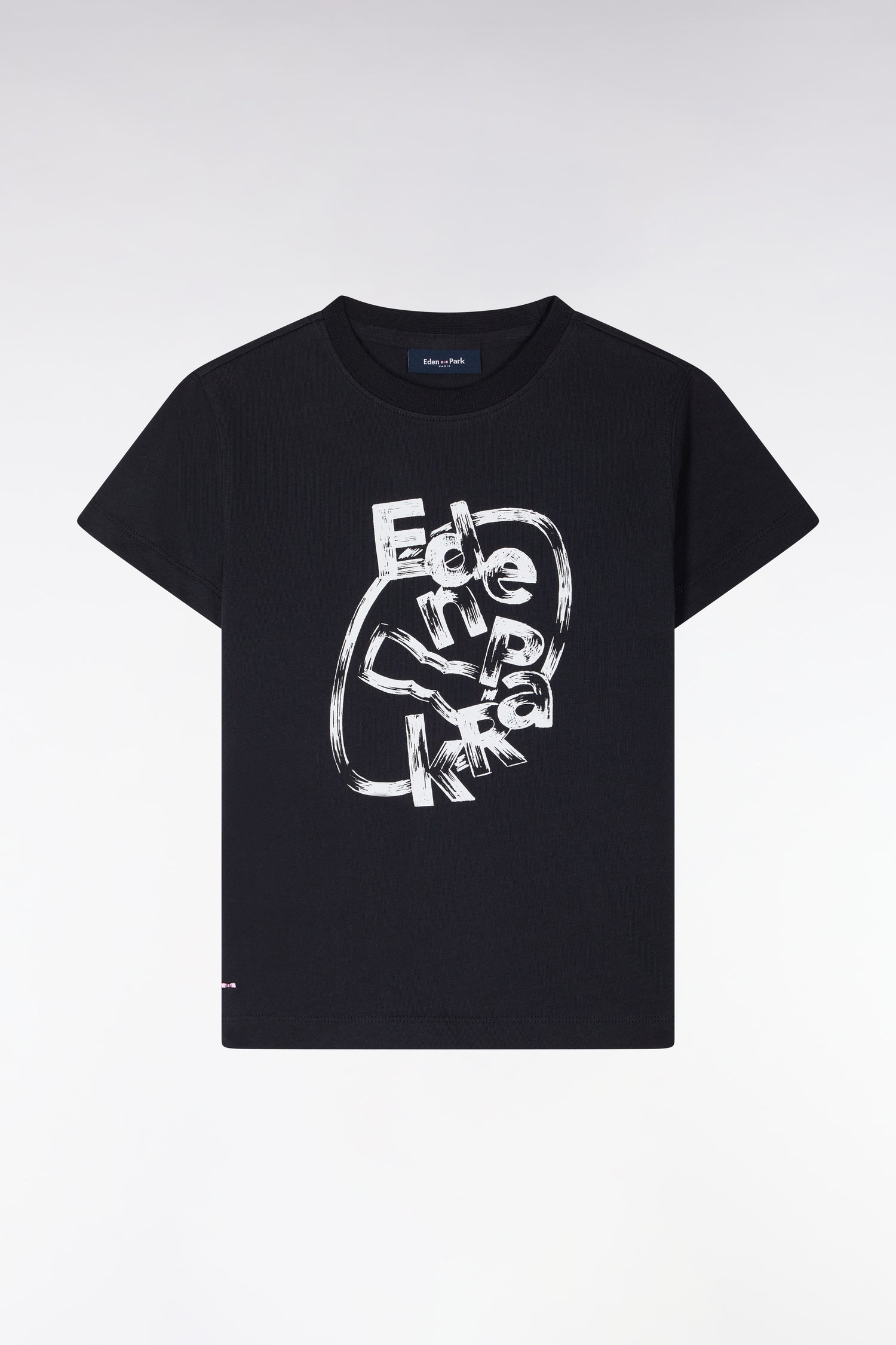 T-Shirt kurzärmelig aus Baumwolle Marineblau sérigraphié gerade Passform