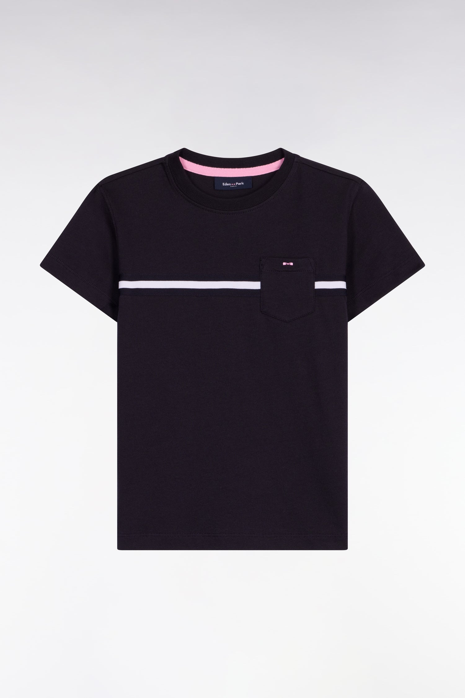 T-Shirt kurzärmelig aus Baumwolle Marineblau gerade Passform