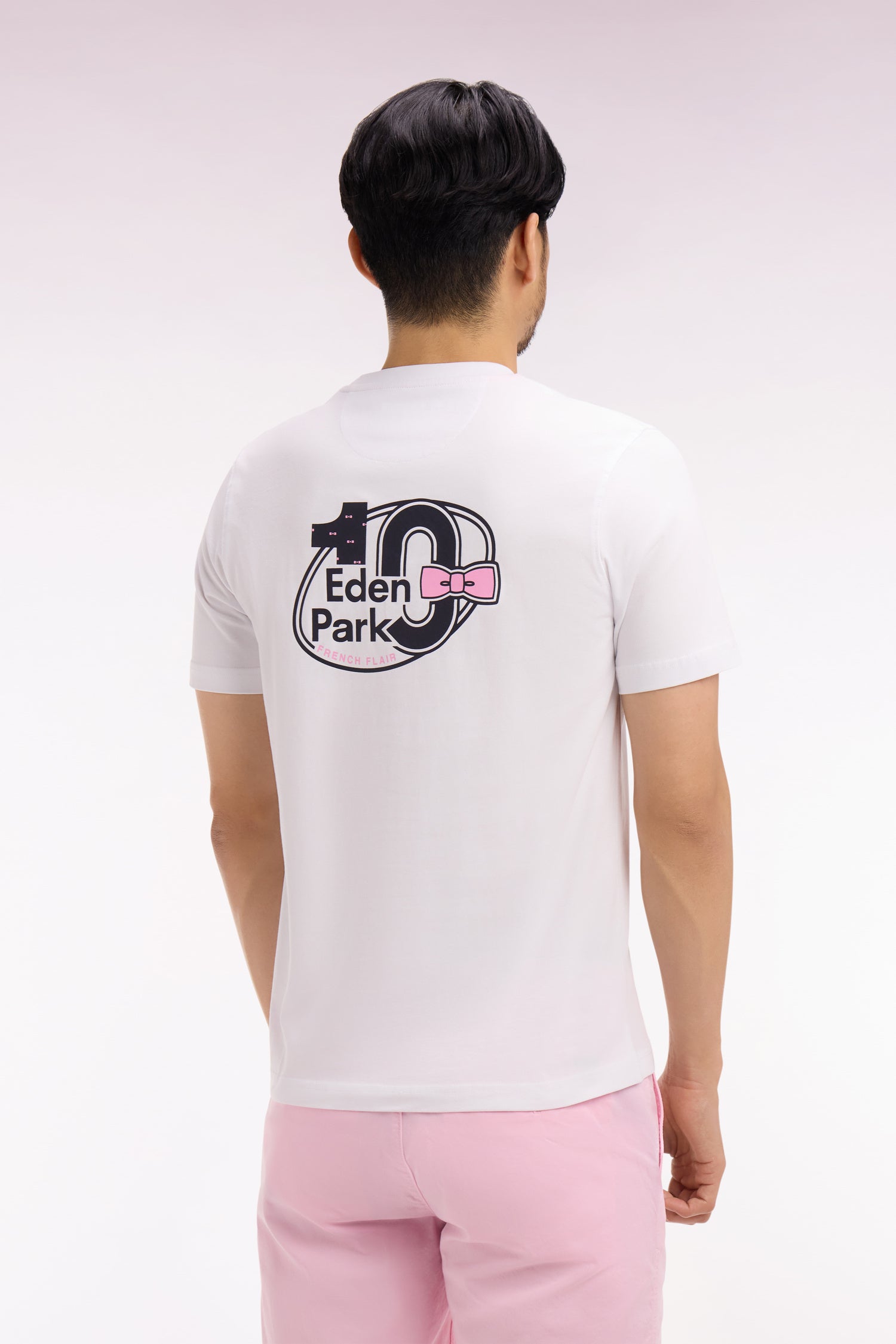 T-shirt à manches courtes blanc sérigraphié coupe regular