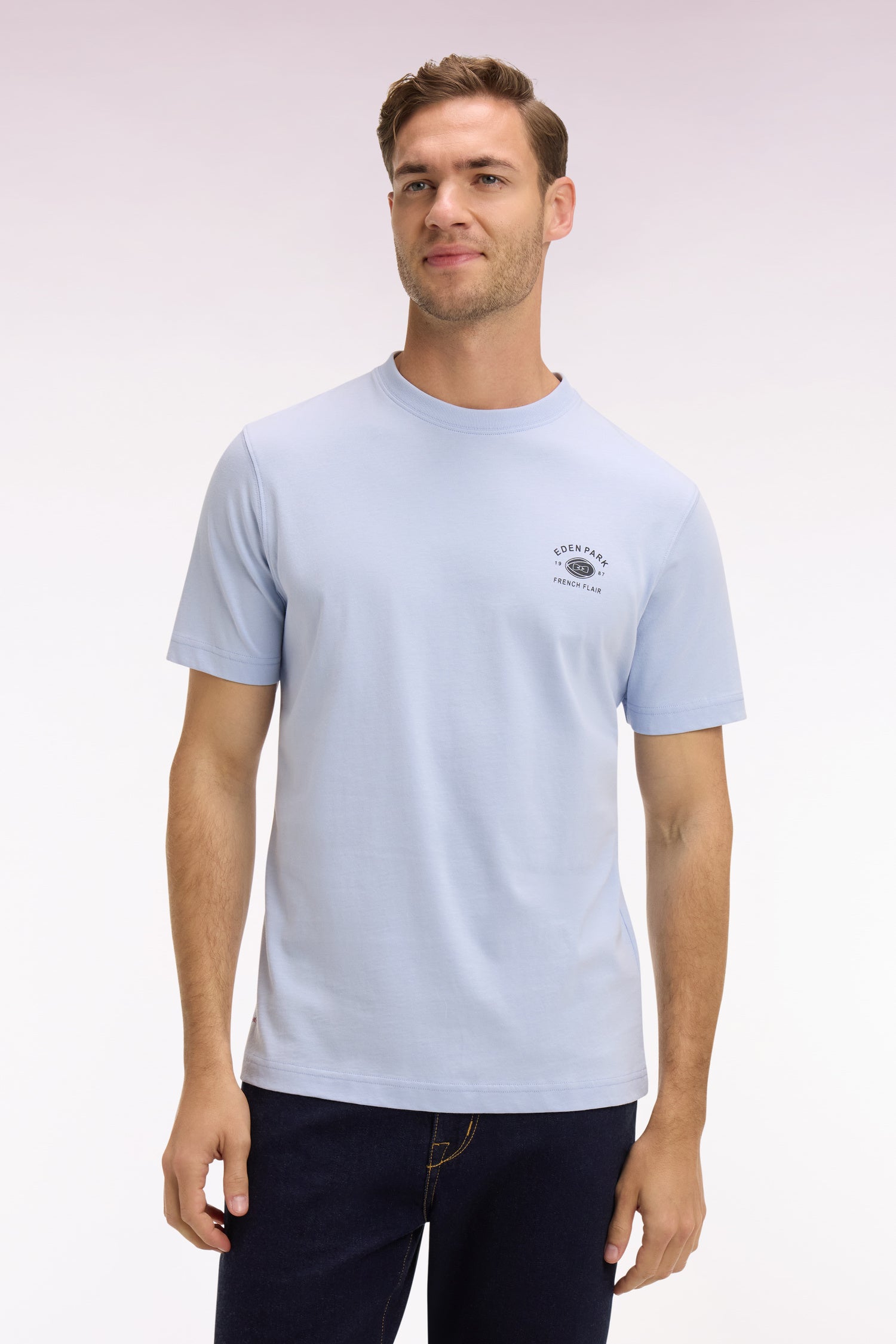 T-shirt à manches courtes sérigraphié gris clair coupe regular