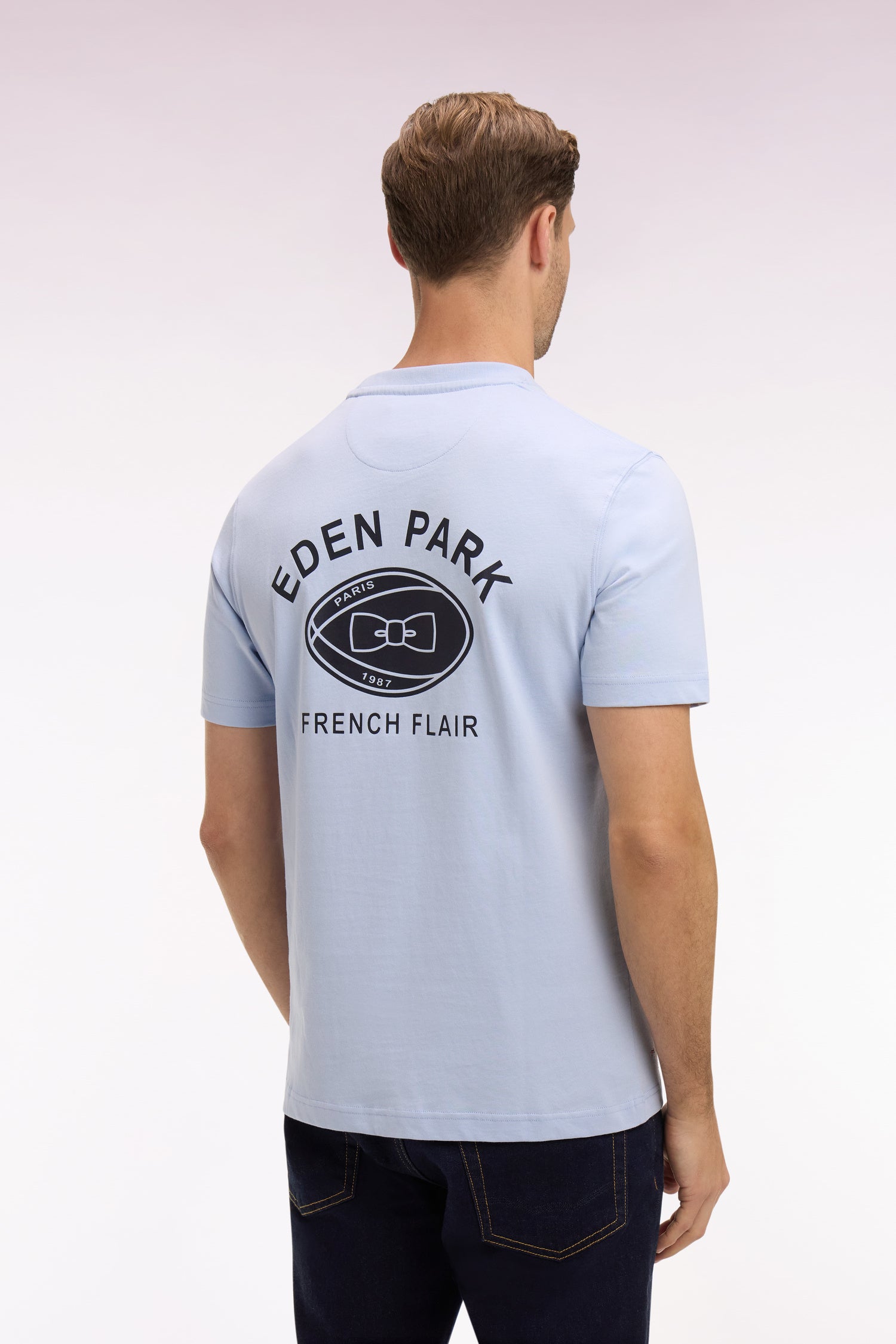 T-shirt à manches courtes sérigraphié gris clair coupe regular