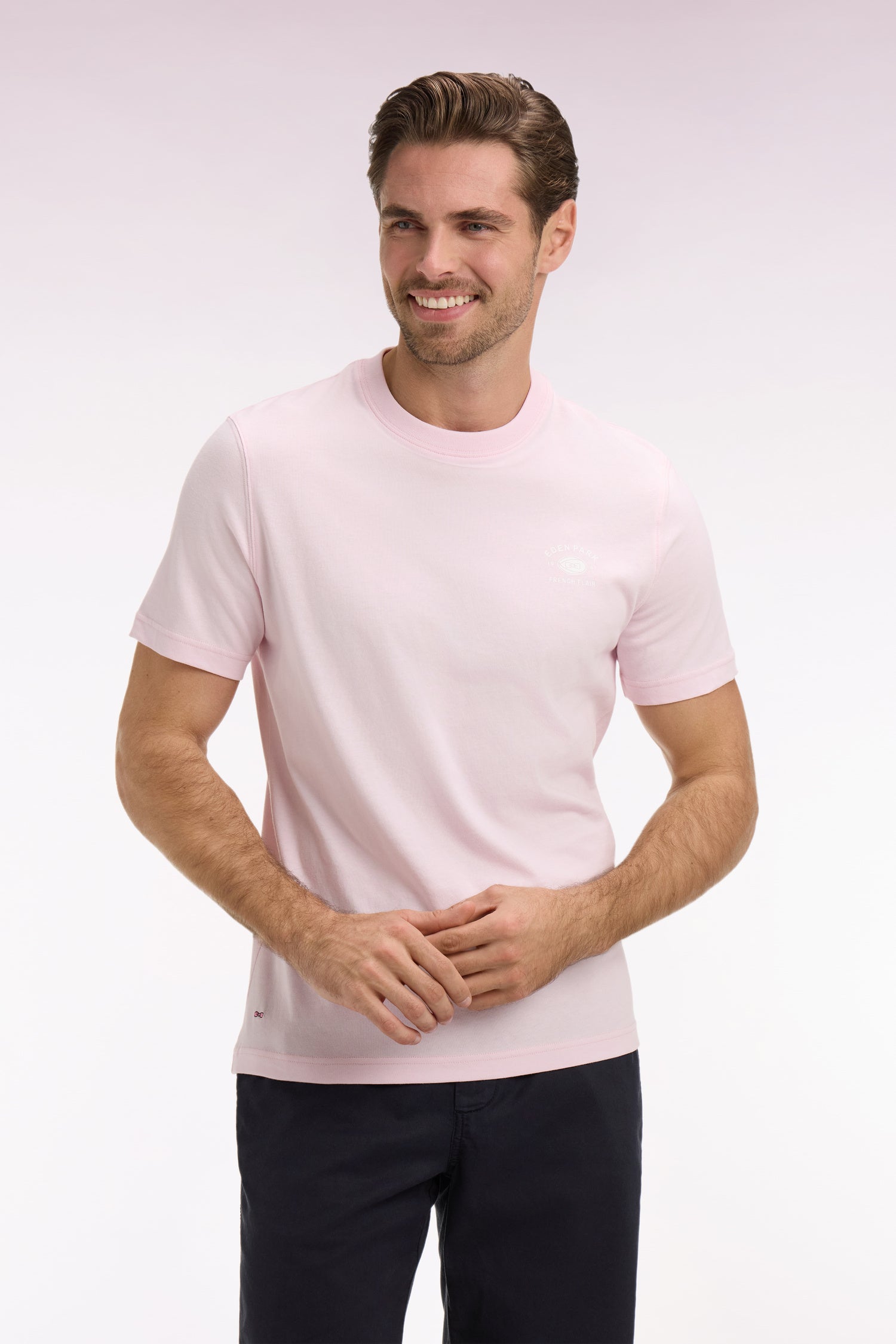 T-shirt à manches courtes sérigraphie dos rose coupe regular