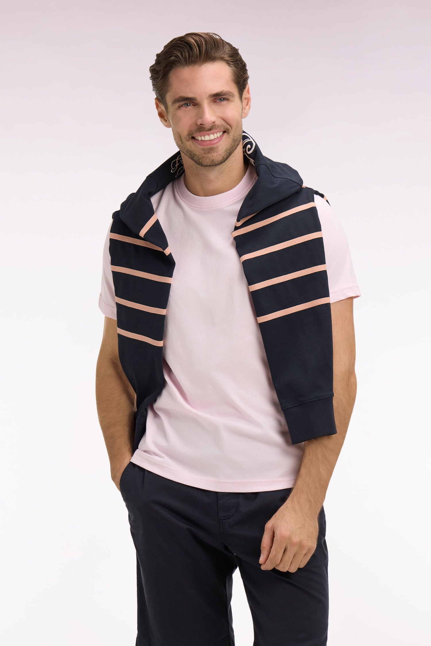 T-shirt à manches courtes sérigraphie dos rose coupe regular