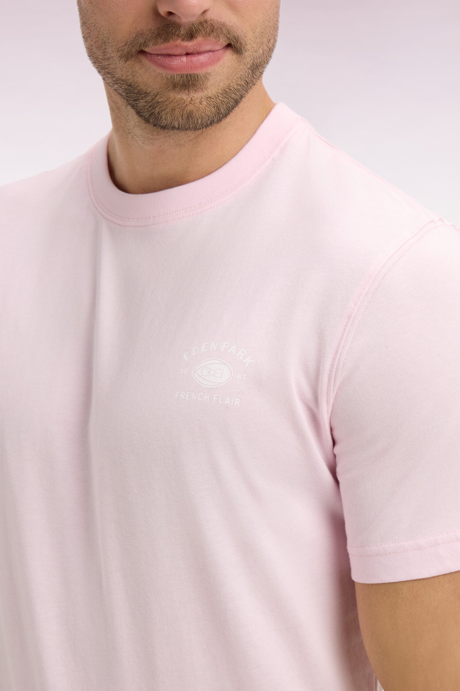 T-shirt à manches courtes sérigraphie dos rose coupe regular