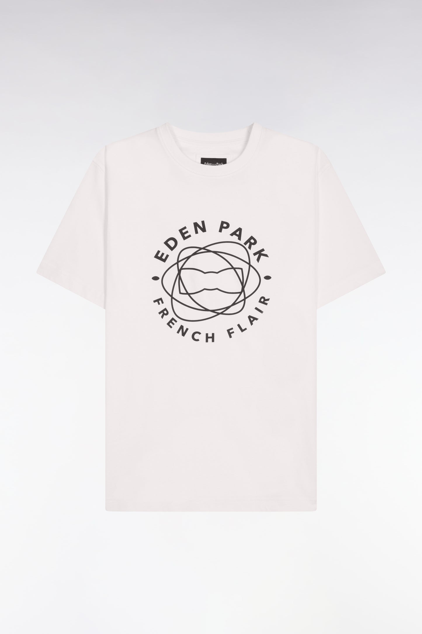 Short-sleeved T-shirt in regular-fit ecru screen-printed cotton