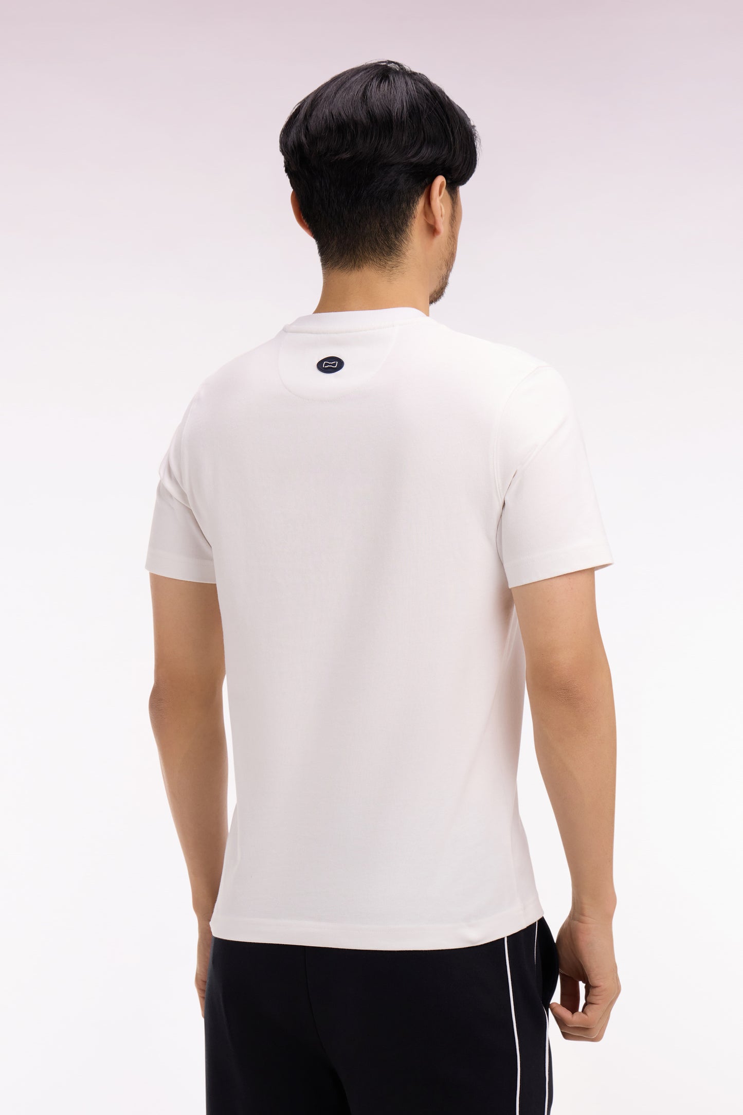 Short-sleeved T-shirt in regular-fit ecru screen-printed cotton