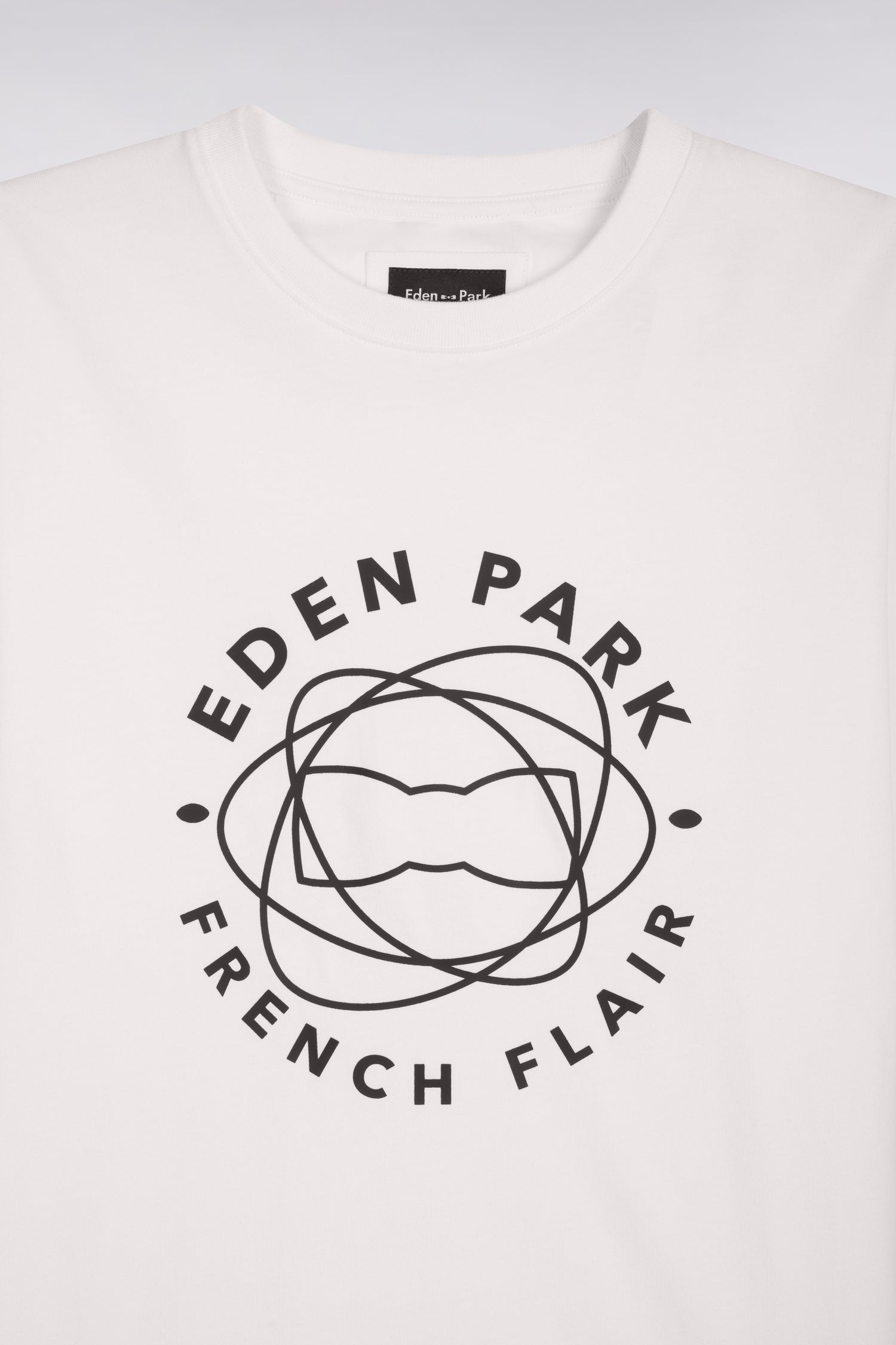 T-shirt à manches courtes en coton écru sérigraphié coupe regular