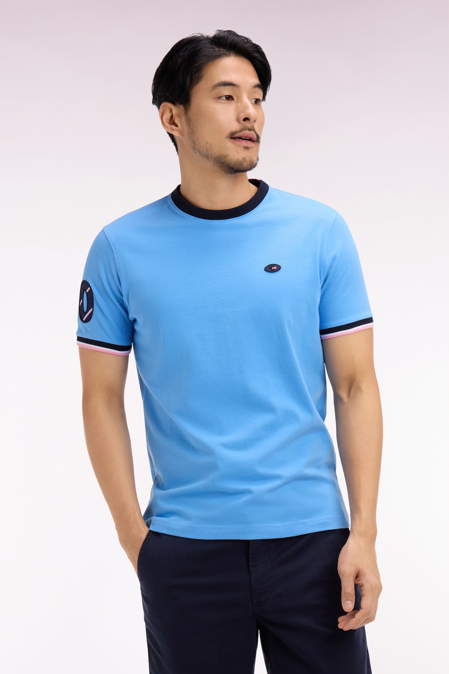 T-shirt XV de France à manches courtes en coton bleu coupe regular