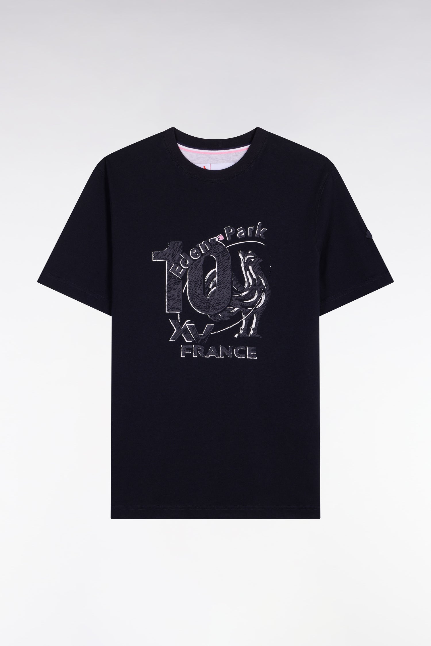T-shirt XV de France à manches courtes en coton marine sérigraphié coupe regular