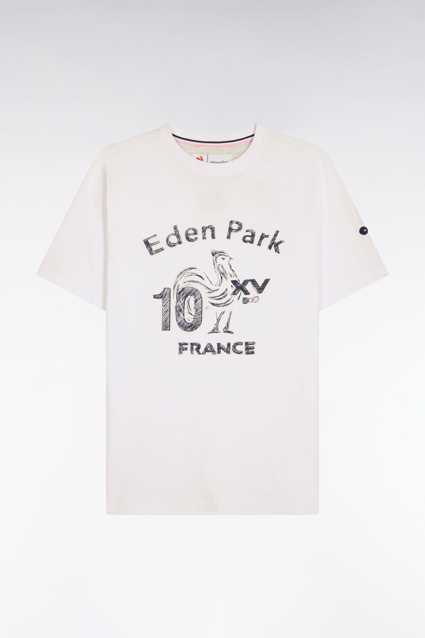 T-shirt XV de France à manches courtes en coton blanc sérigraphié coupe regular