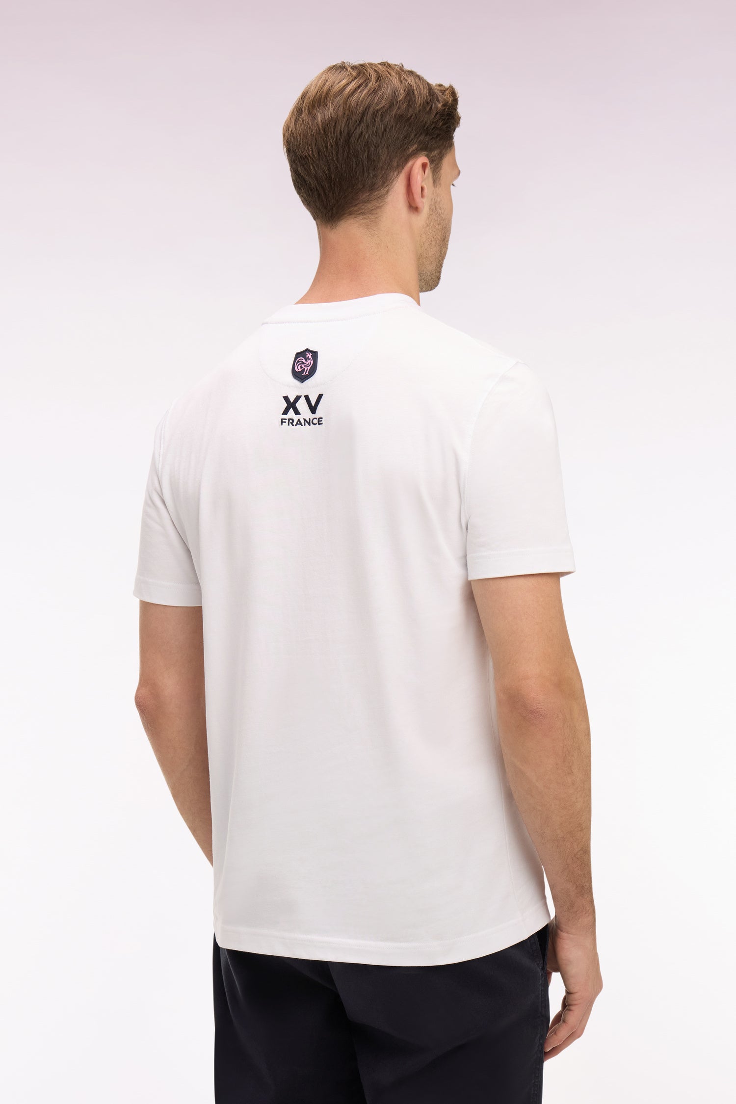 T-shirt XV de France à manches courtes en coton blanc sérigraphié coupe regular
