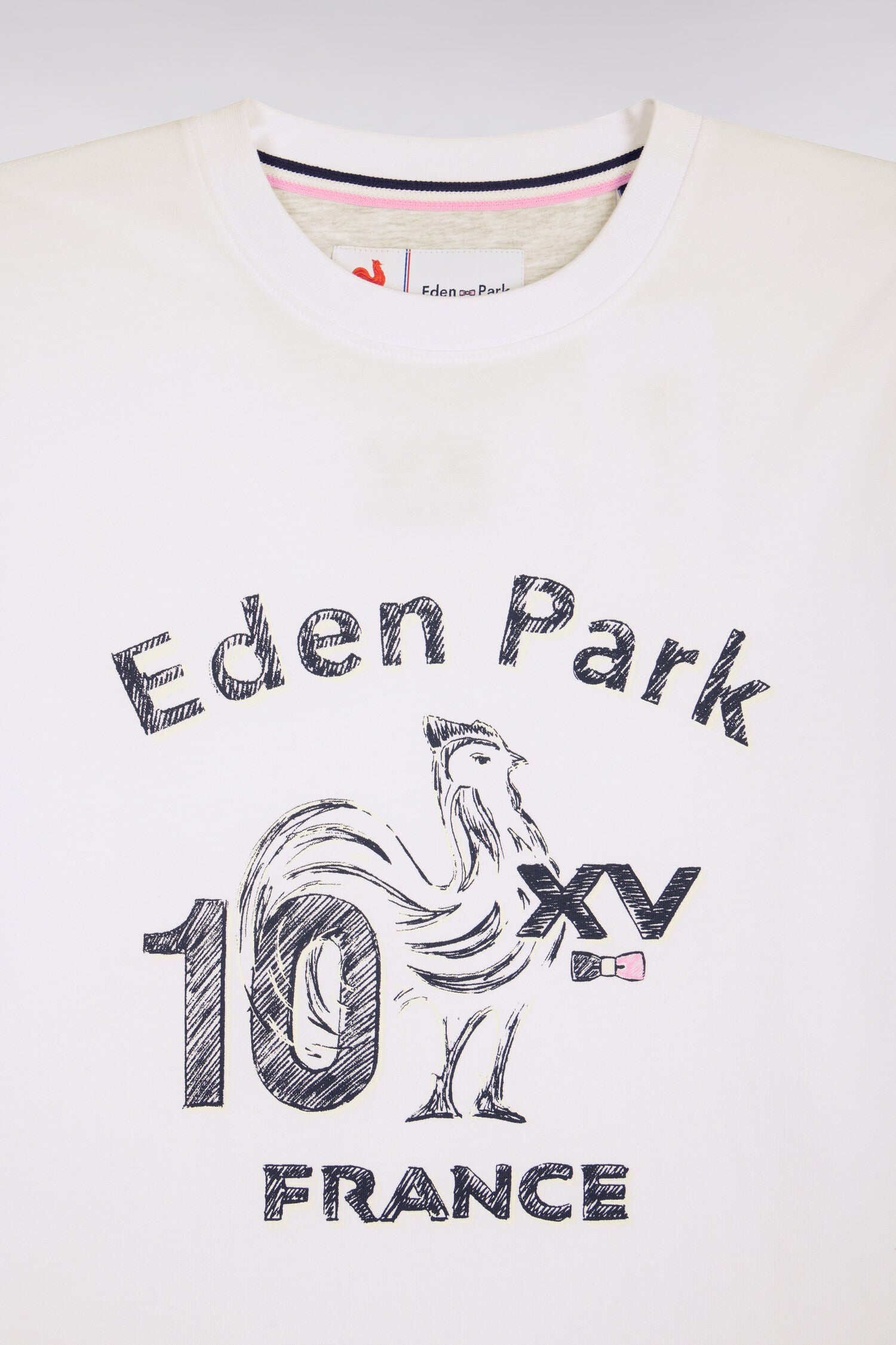 T-shirt XV de France à manches courtes en coton blanc sérigraphié coupe regular