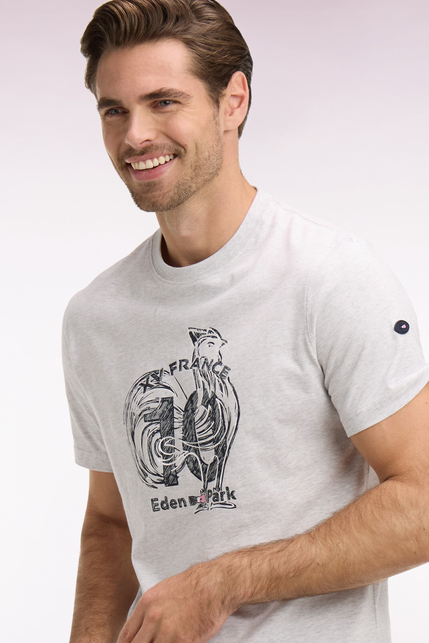 T-Shirt XV de France kurzärmelig sérigraphié aus Baumwolle grau Regular-Passform
