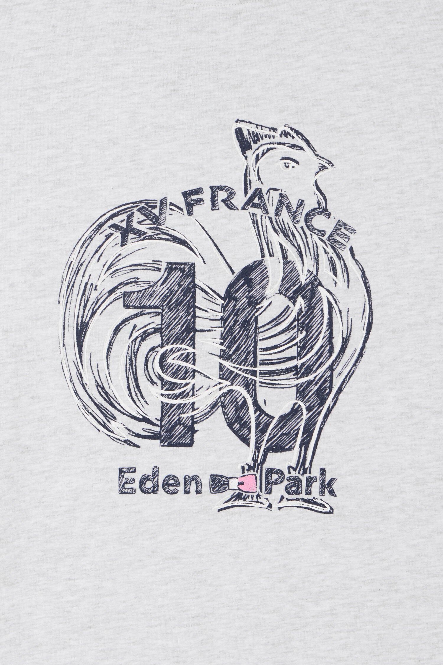 T-shirt XV de France à manches courtes sérigraphié en coton gris coupe regular