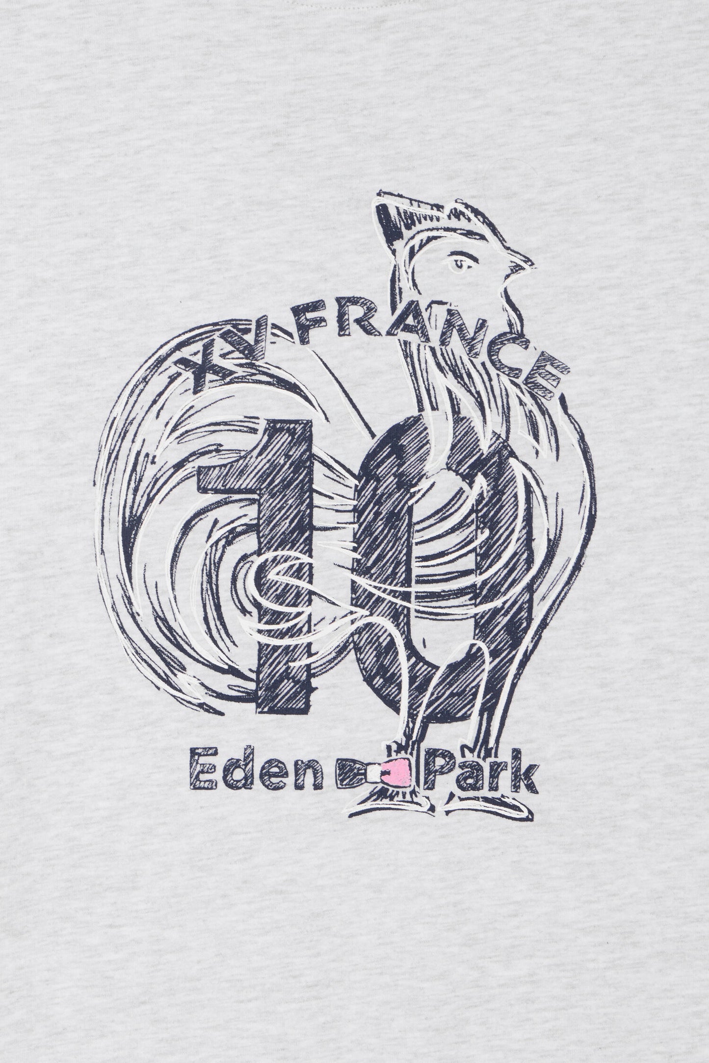 T-shirt XV de France à manches courtes sérigraphié en coton gris coupe regular