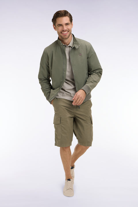 Blouson à col motard en nylon kaki - Image 1