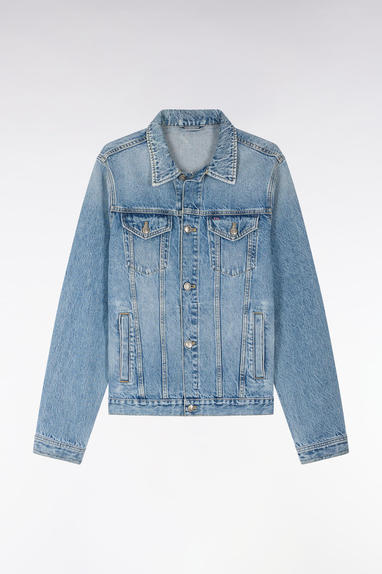 Blouson en denim bleu délavé
