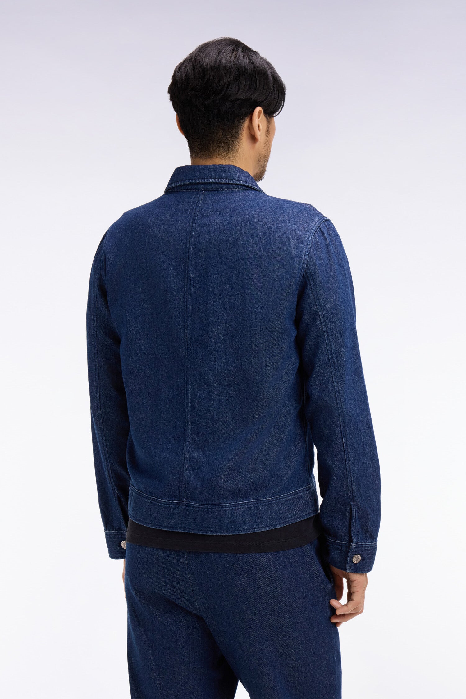 Blouson en coton et lin recyclés marine