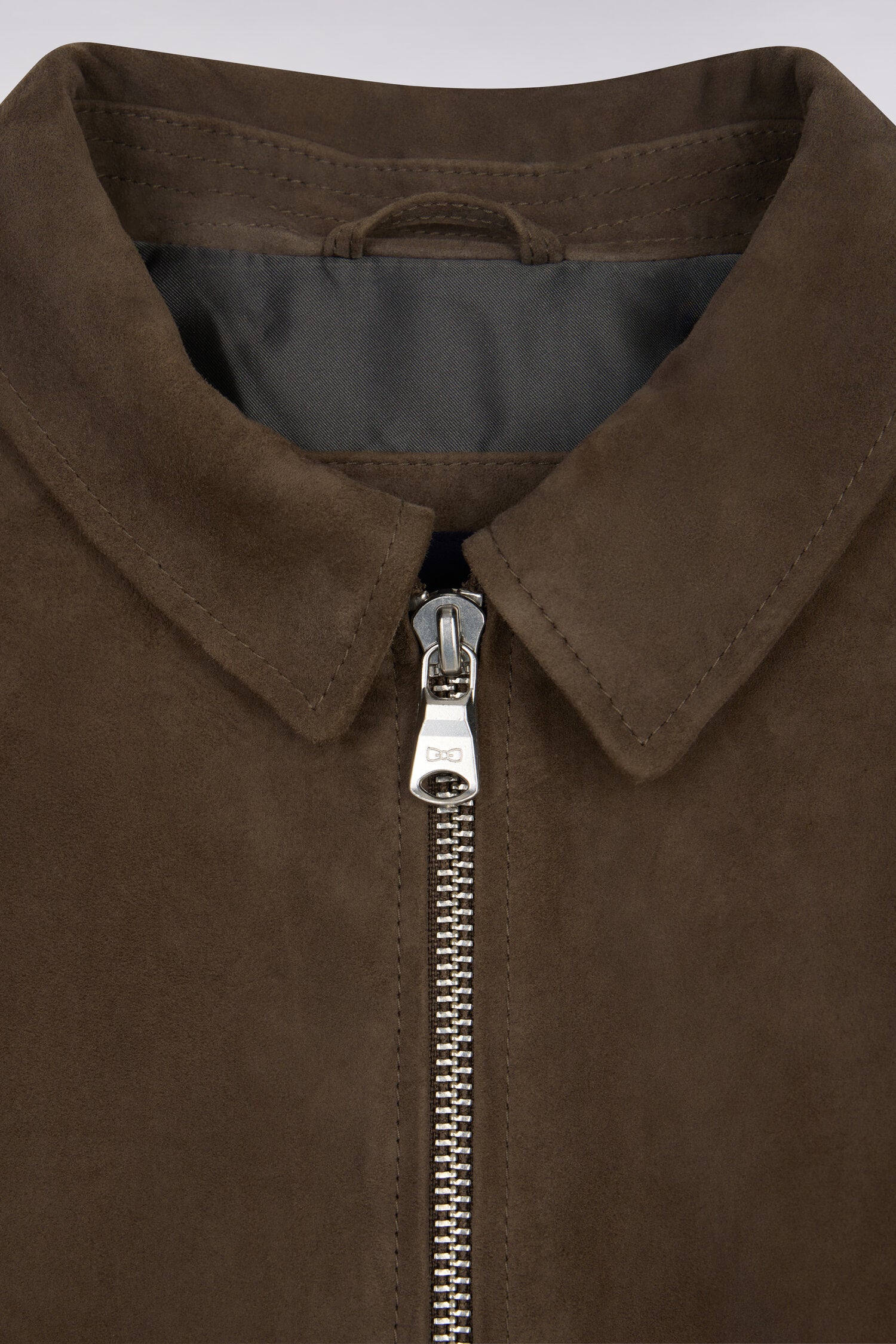Blouson en croûte de cuir velours marron