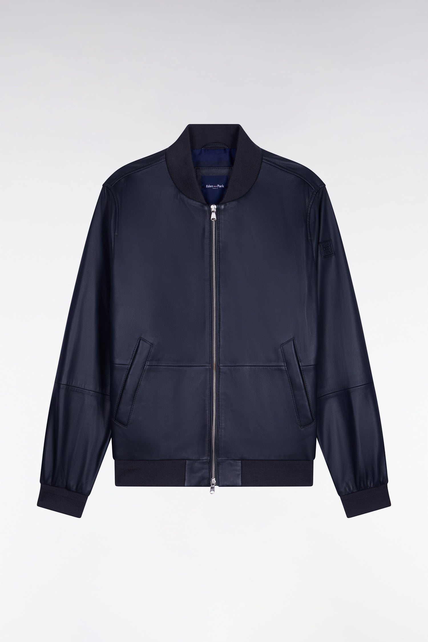 Blouson bombers en cuir marine
