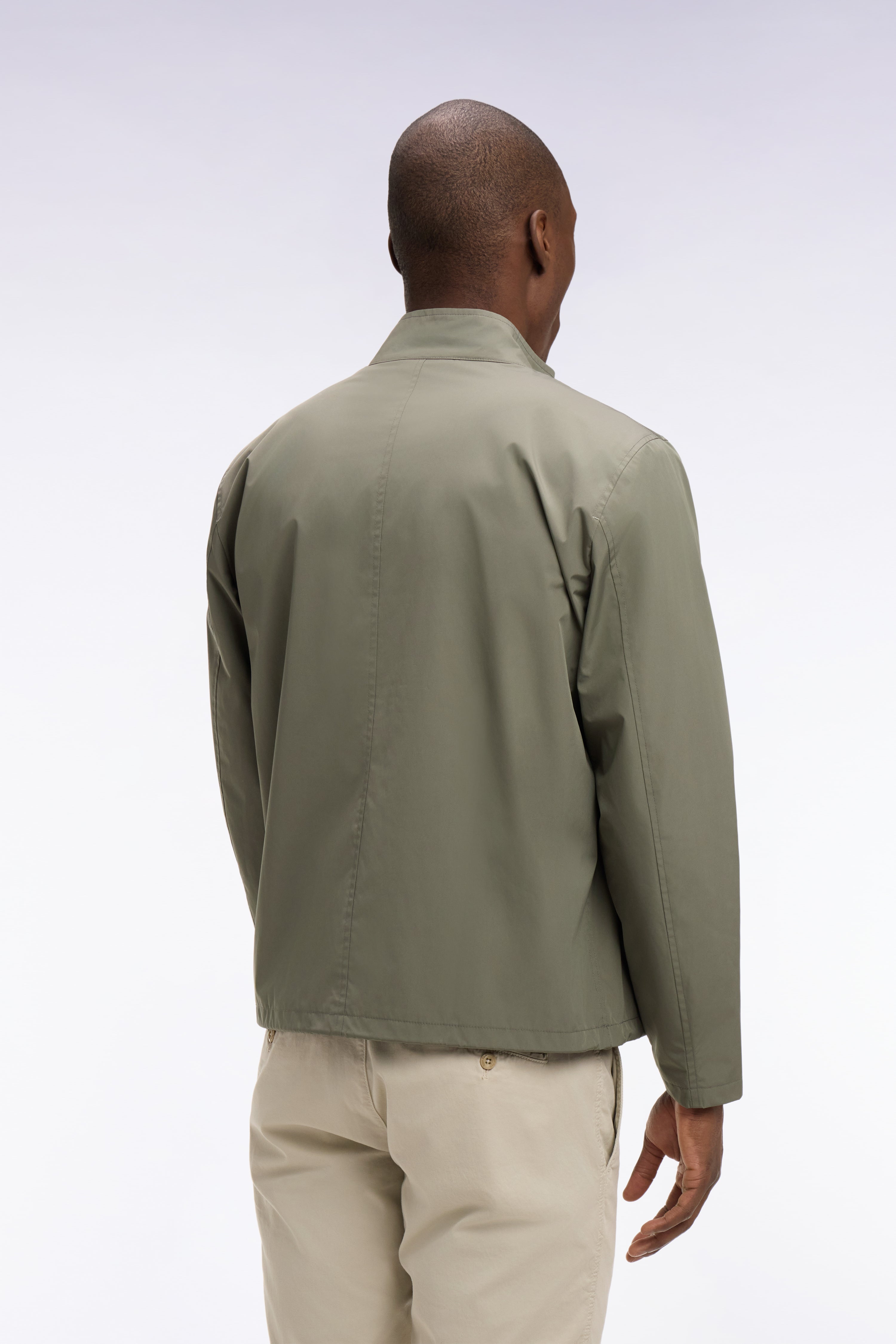 Blouson à col motard en nylon kaki