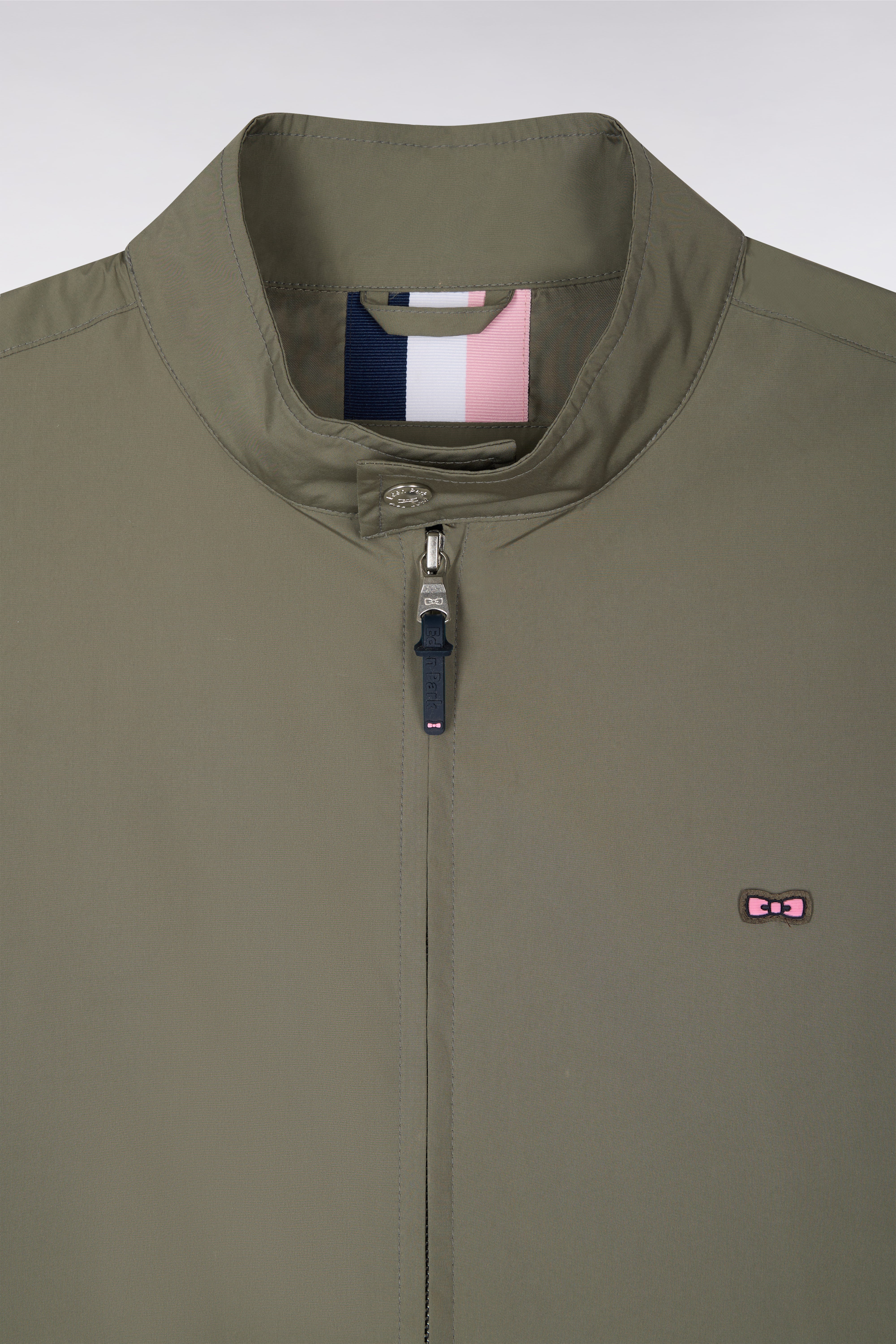 Blouson à col motard en nylon kaki