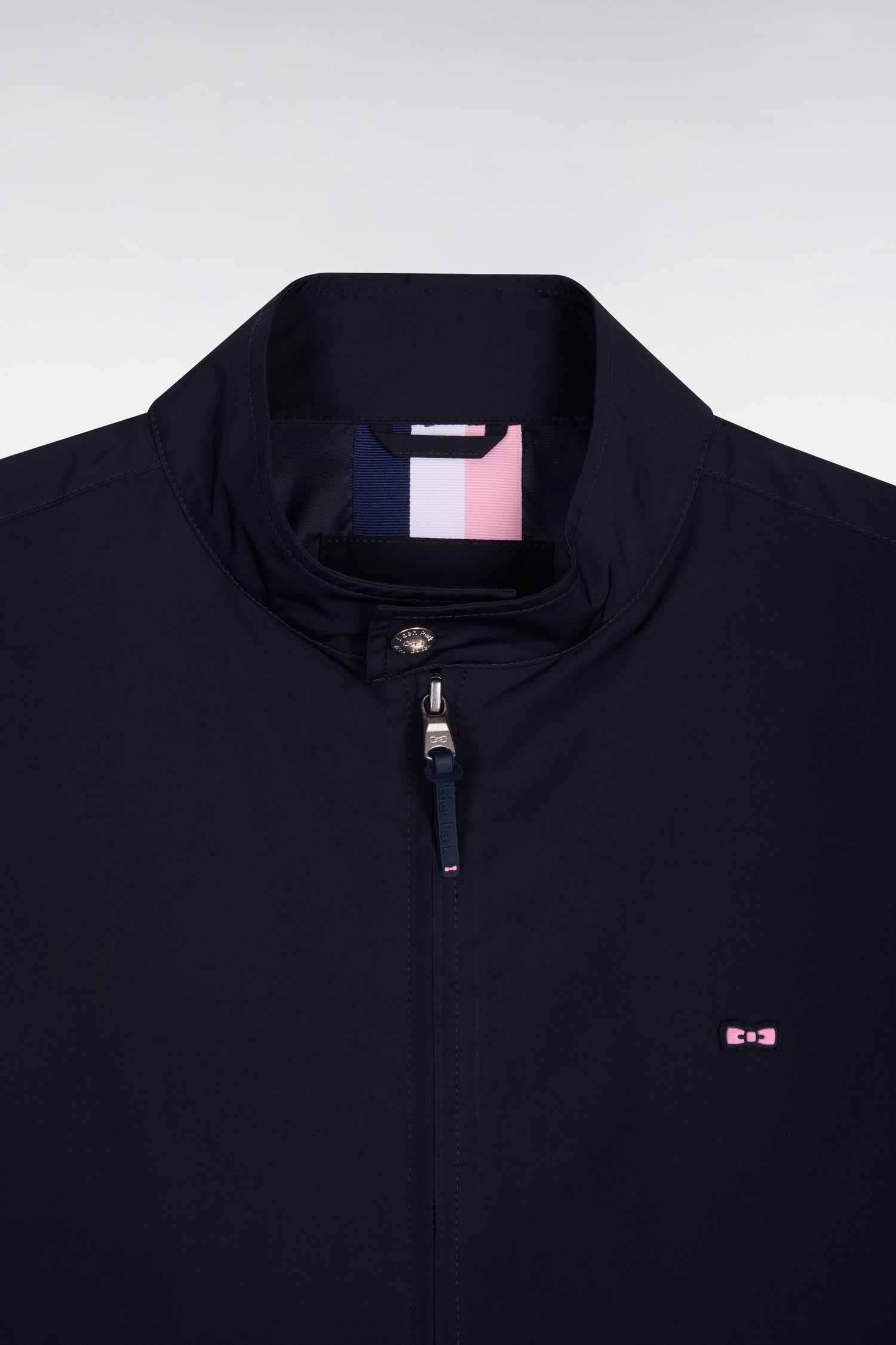 Blouson à col motard en nylon marine