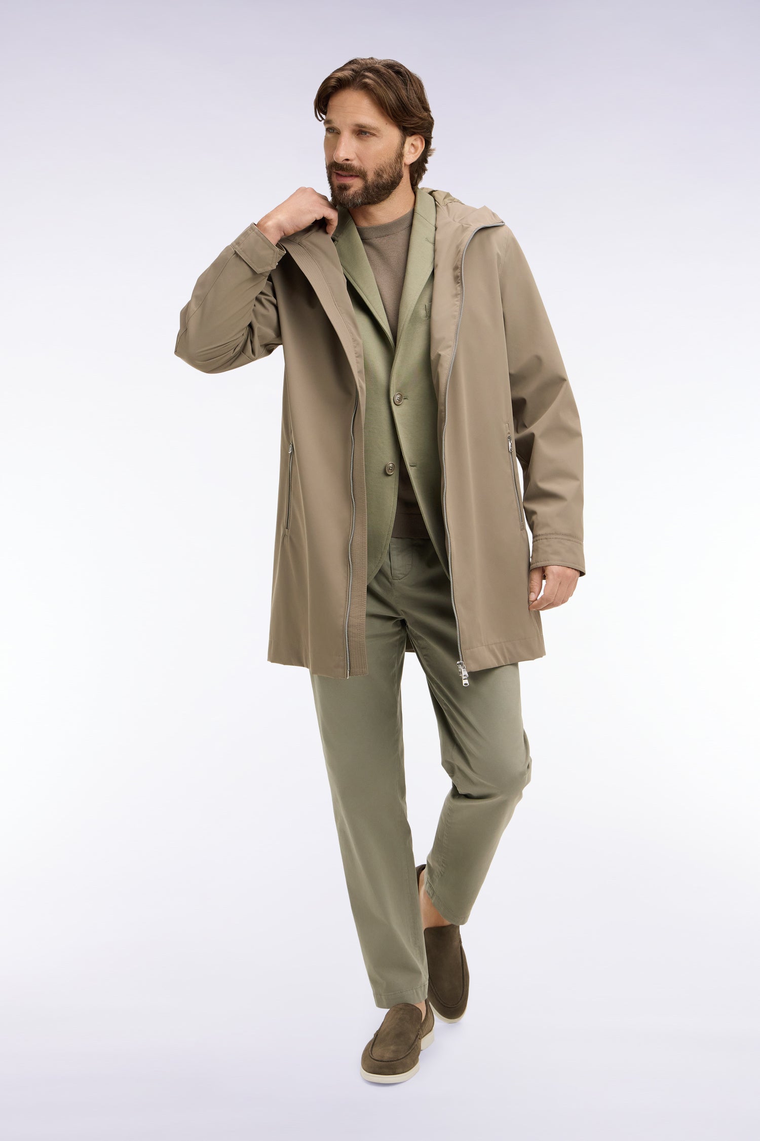 Parka à capuche en nylon beige