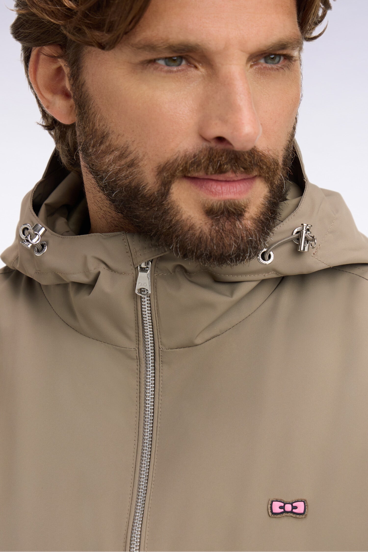 Parka à capuche en nylon beige
