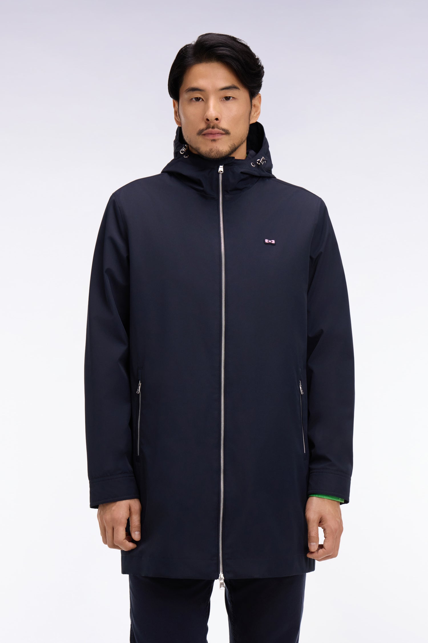 Parka à capuche en nylon marine