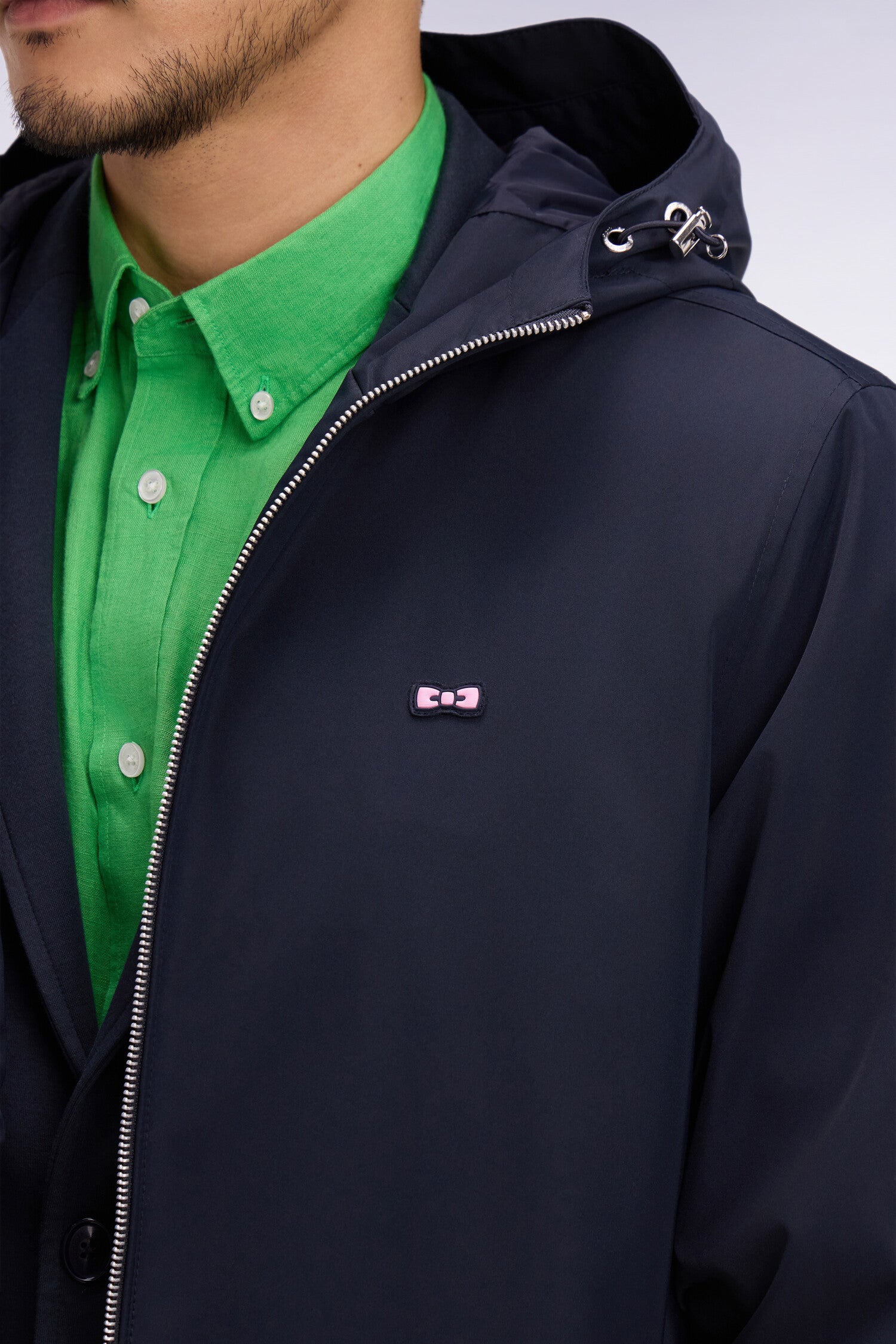Parka à capuche en nylon marine