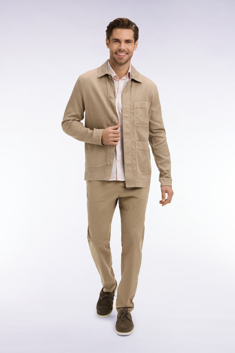 Surchemise en lin et coton beige - Image 1