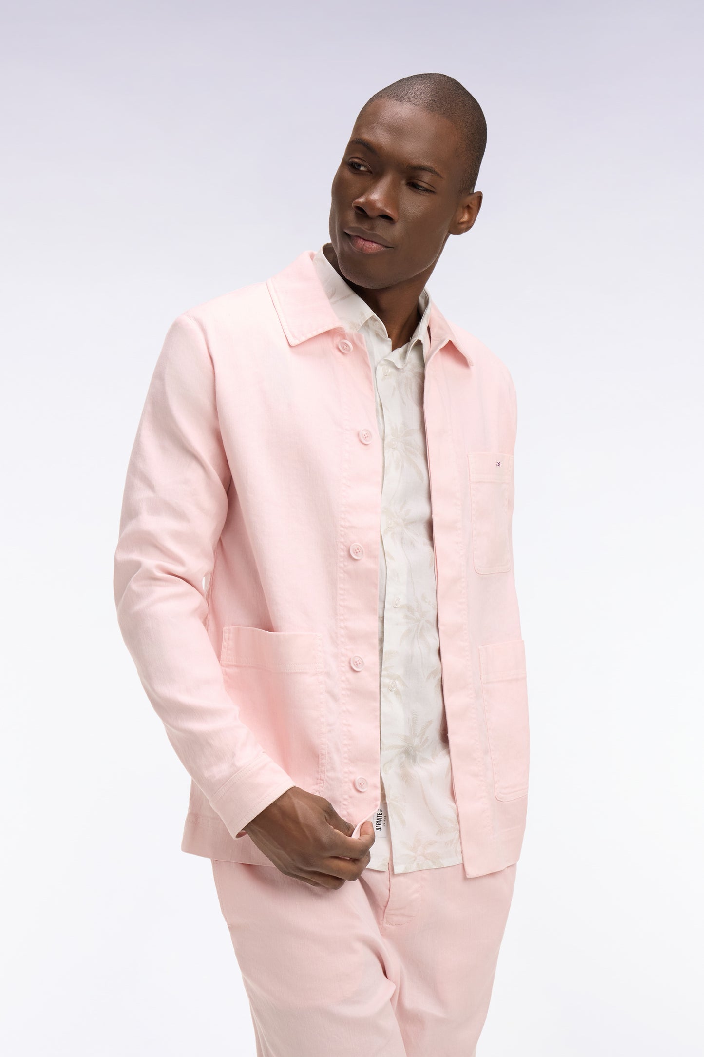 Surchemise en lin et coton rose