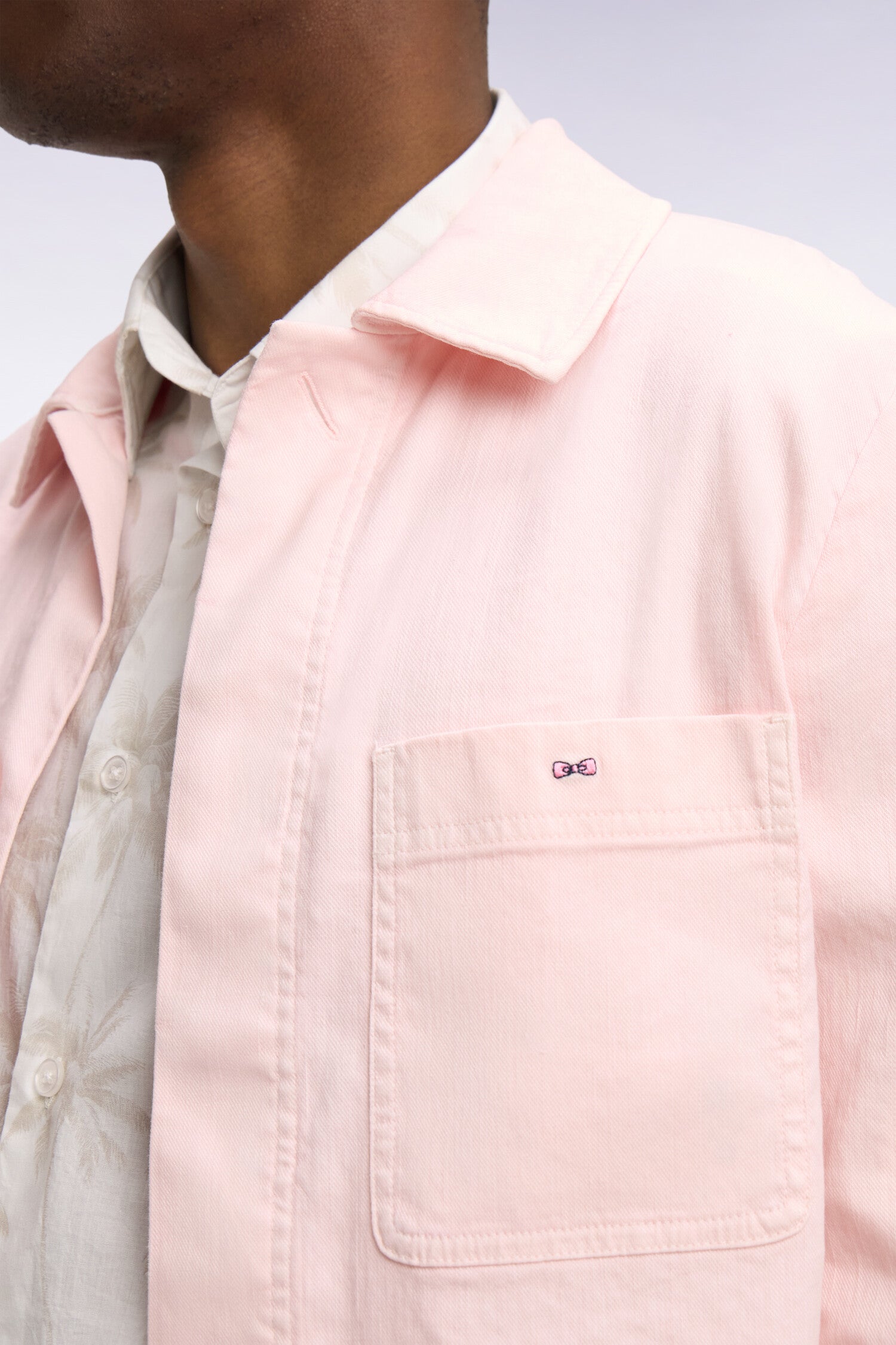 Surchemise en lin et coton rose