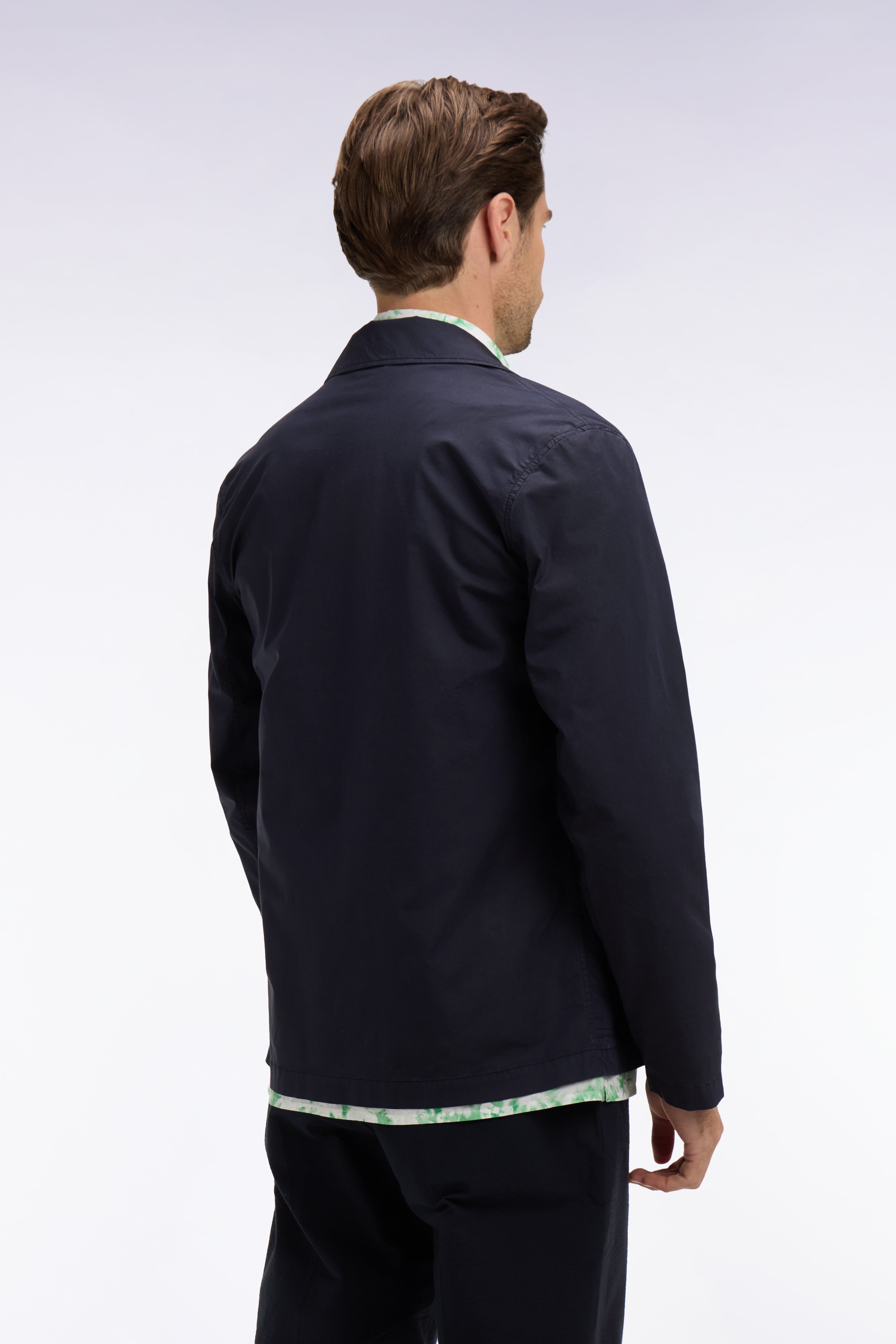 Surchemise en lyocell et coton stretch marine