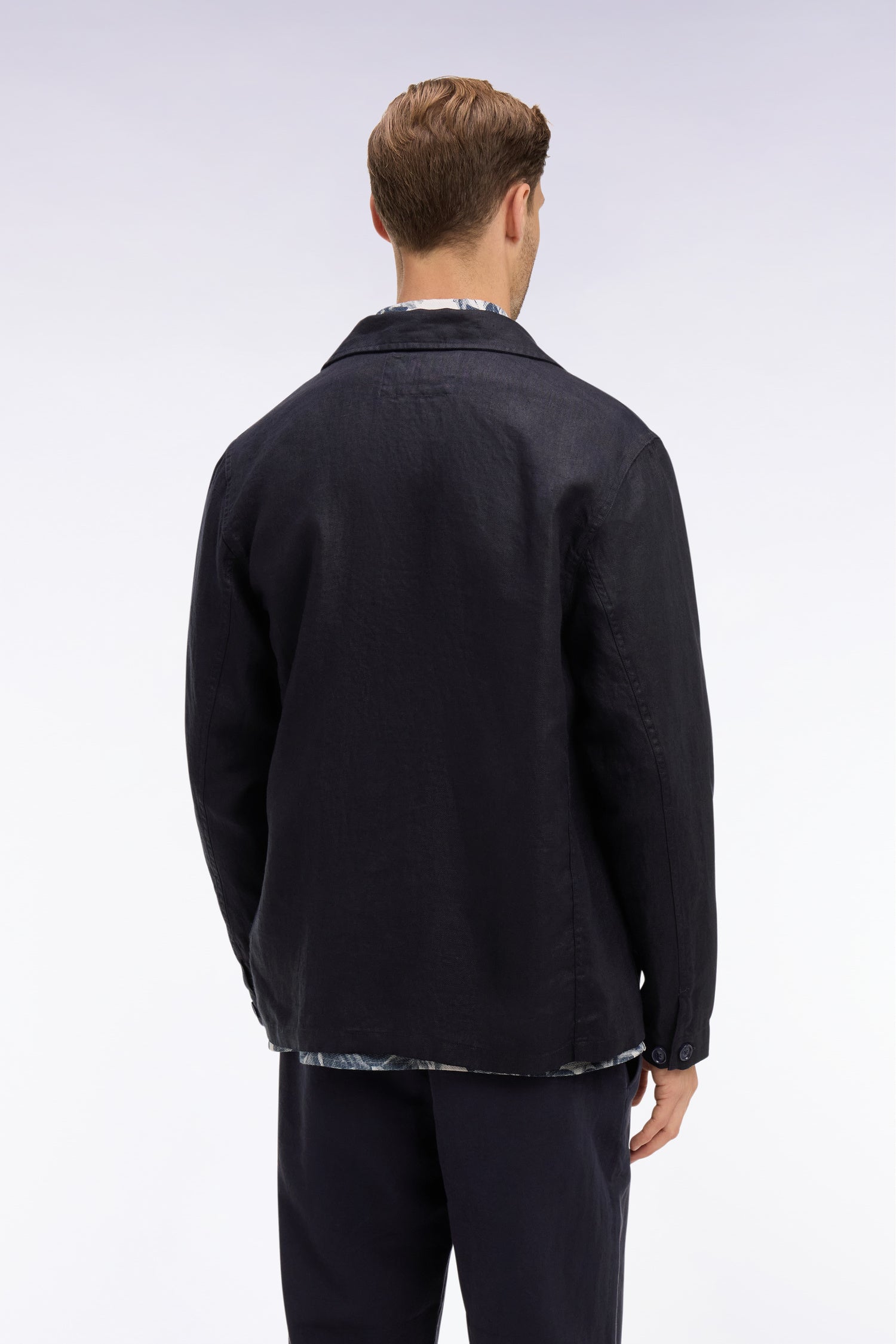 Surchemise en lin et coton marine