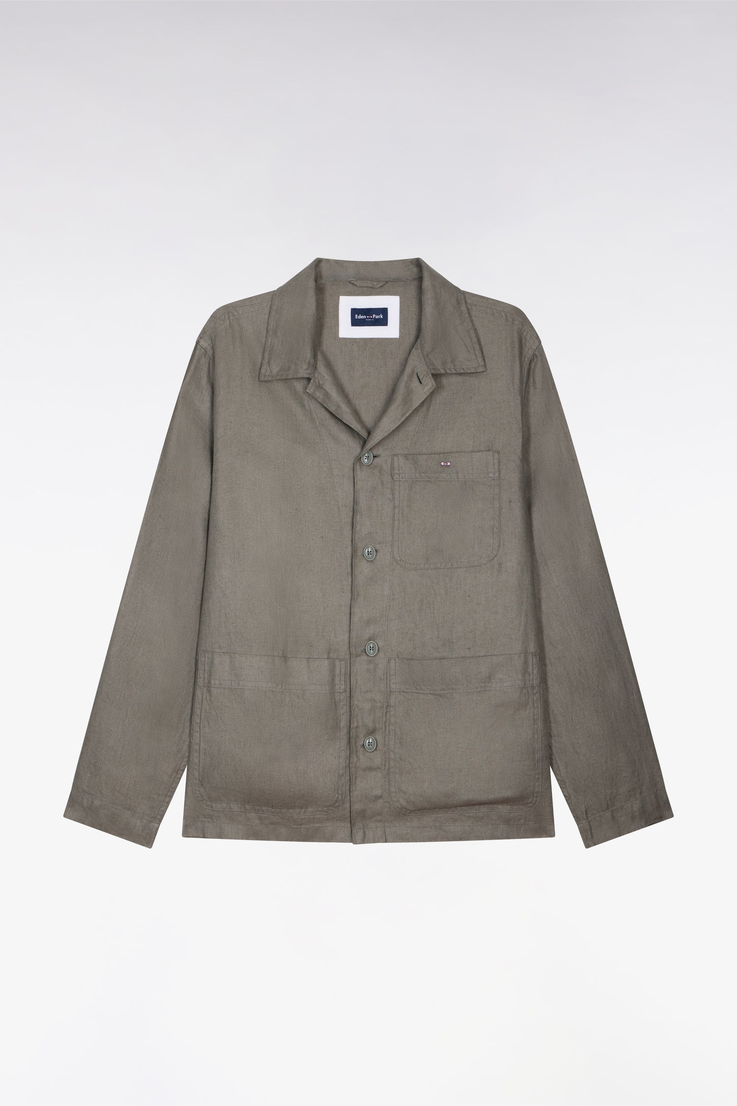 Surchemise en lin et coton kaki
