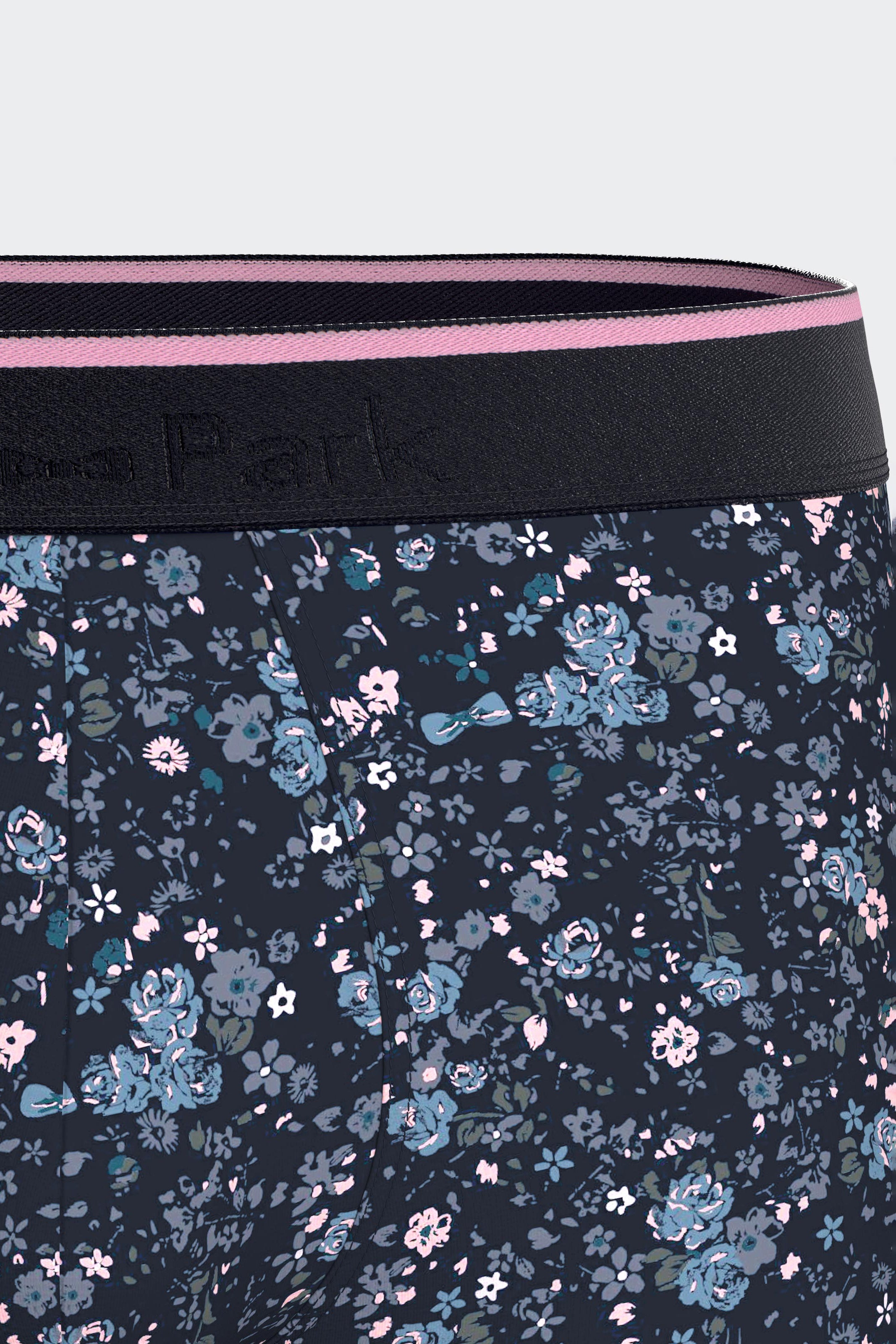 Boxer en jersey de coton stretch marine à imprimé floral