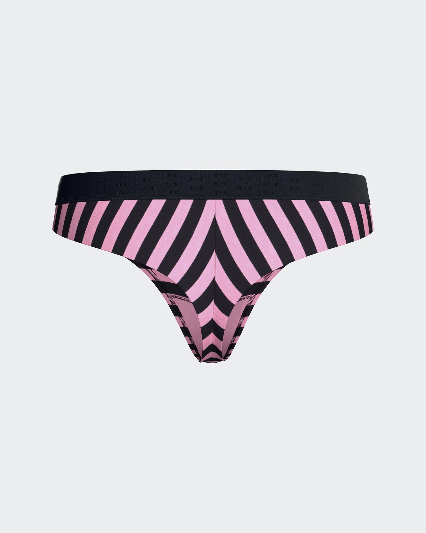 Culotte tanga en coton stretch rayé marine et rose