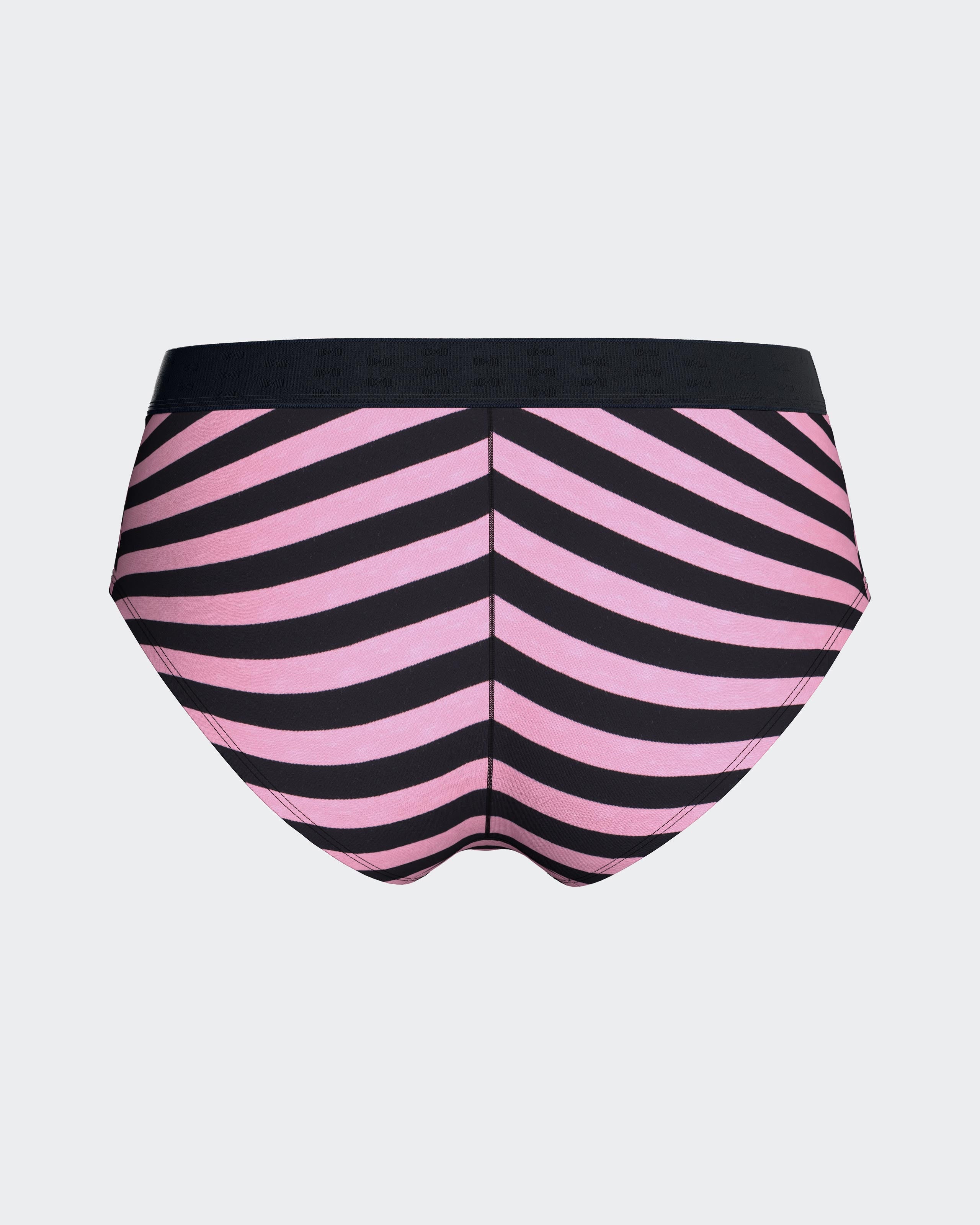 Culotte shorty en coton stretch rayé marine et rose