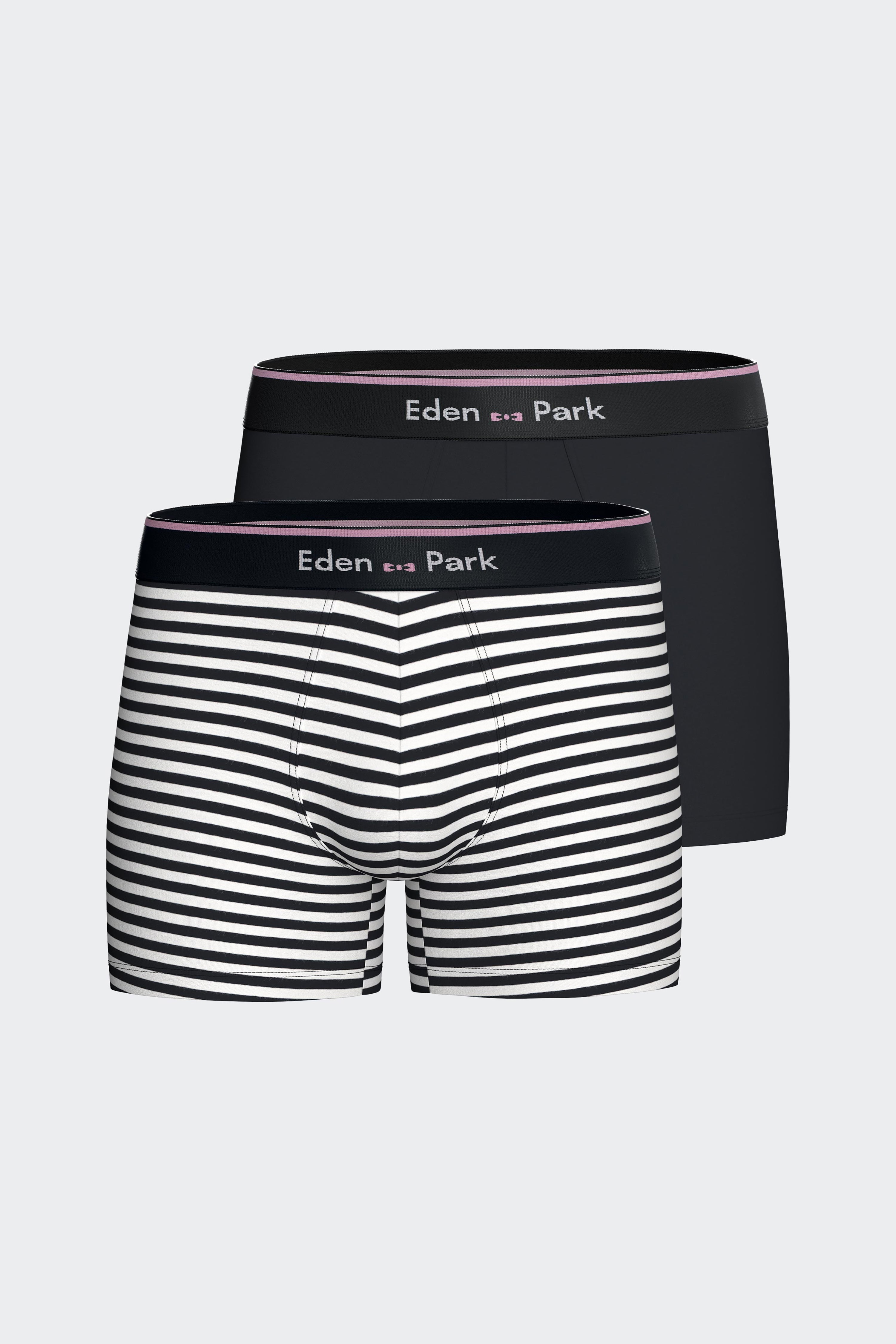 Lot de deux boxers en coton stretch marine et blanc