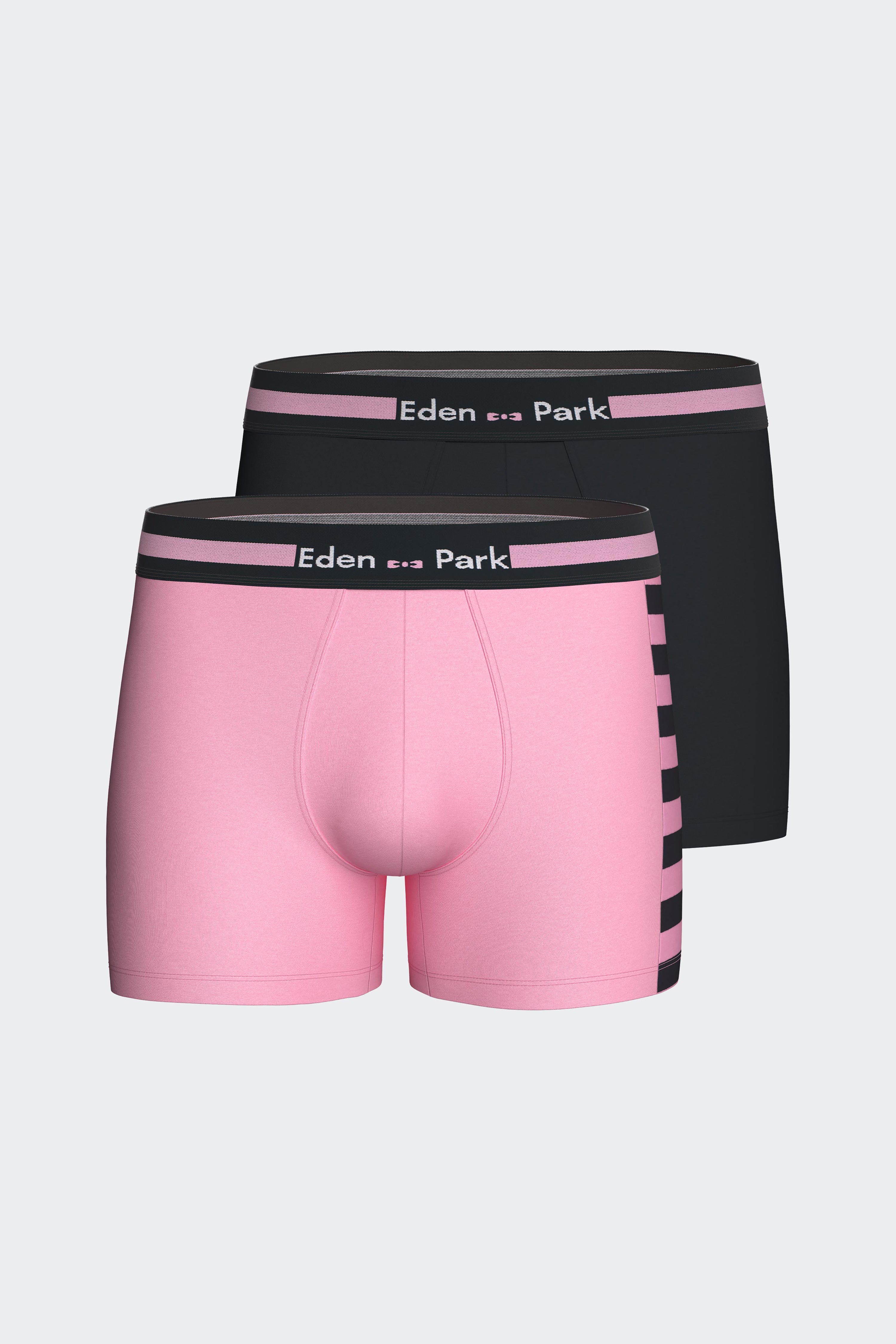Lot de deux boxers en jersey de coton stretch marine et rose rayé