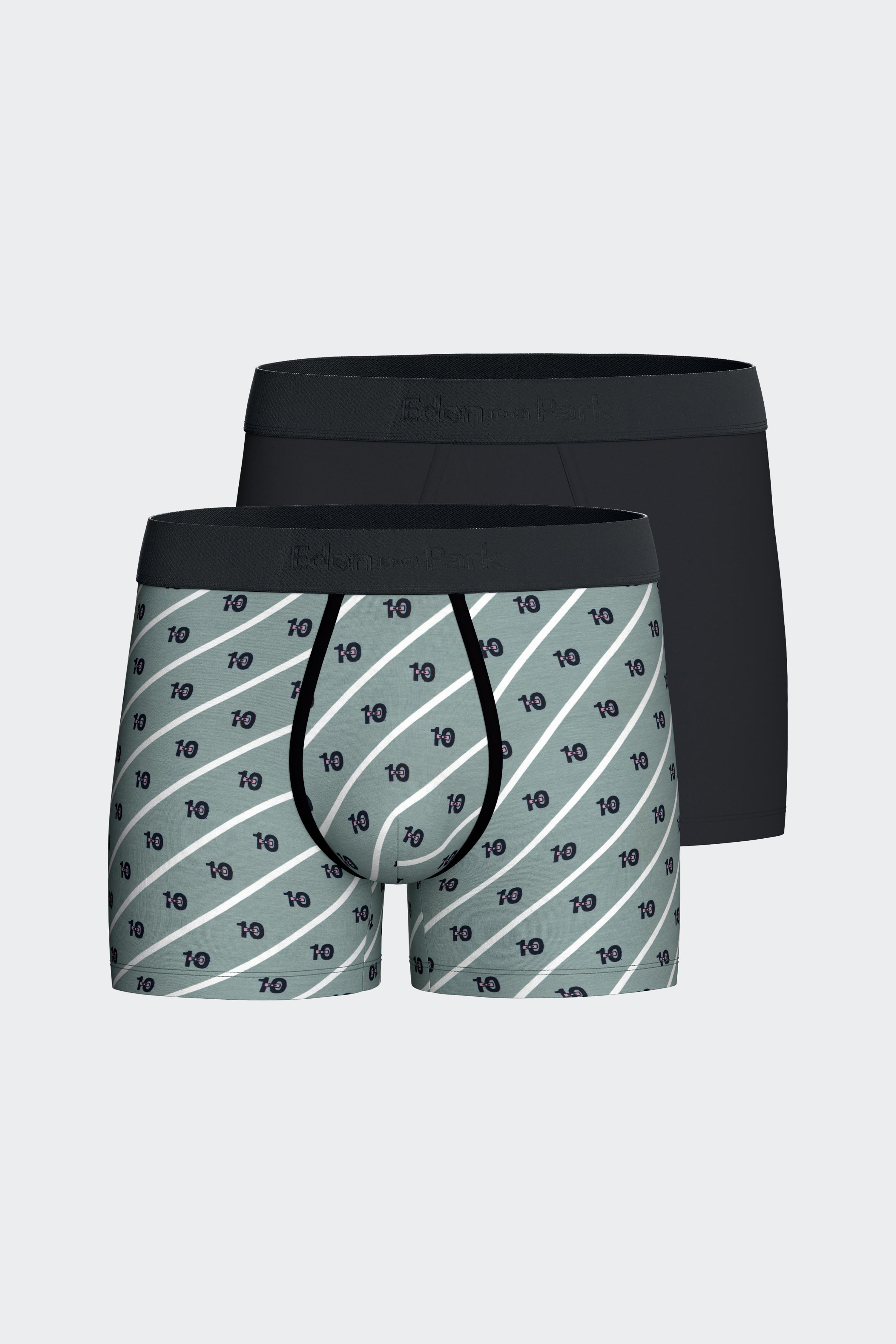 Lot de deux boxers en jersey de coton stretch marine uni et micromotifs
