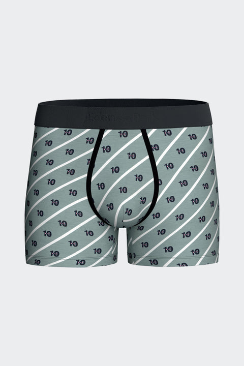 Lot de deux boxers en jersey de coton stretch marine uni et micromotifs - Image 3